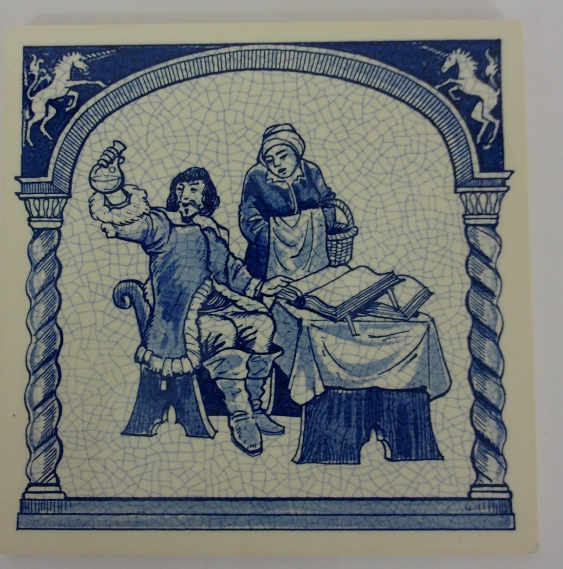 Burroughs Wellcome Delft Holland Pharmacy Blue&White Pill Tile The Homours #21