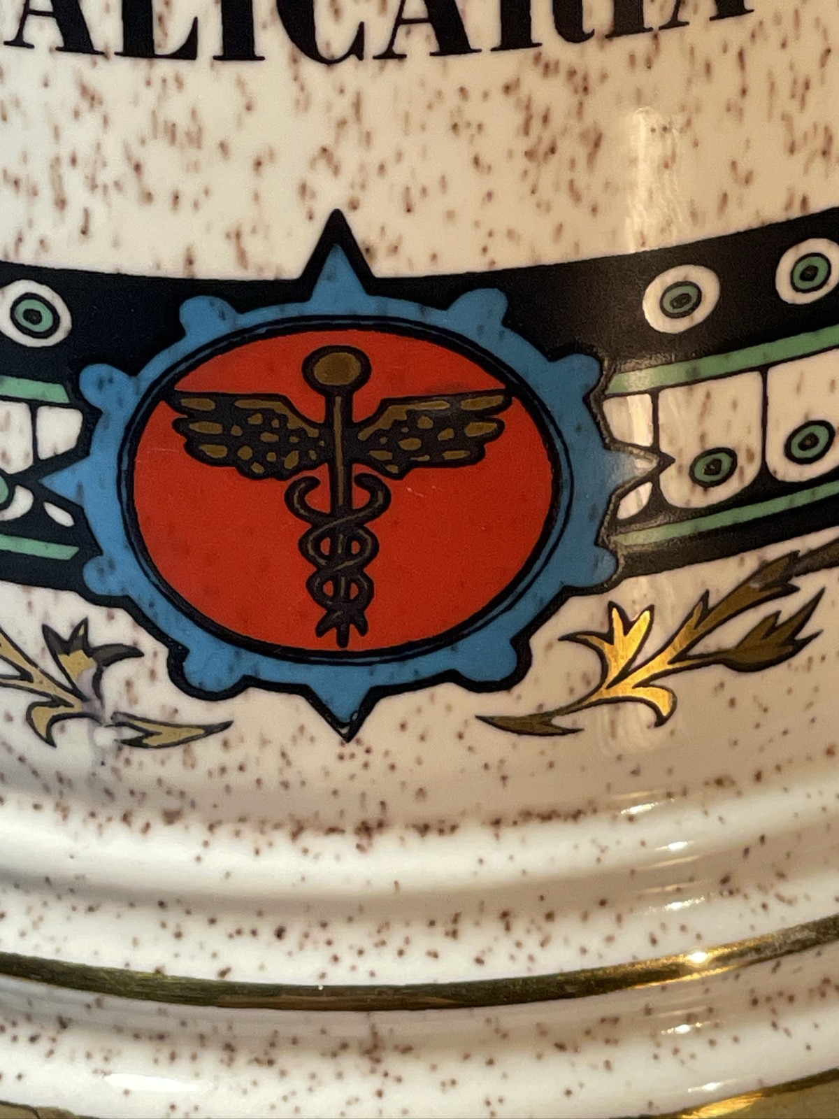 Ceramic Apothecary Pharmacy Jar Lythrum Salicaria Lidded Canister