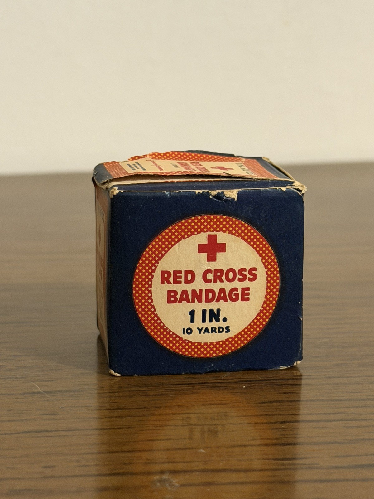 Vintage J&J Red Cross Bandage Medical Original Box & Bandage Antique
