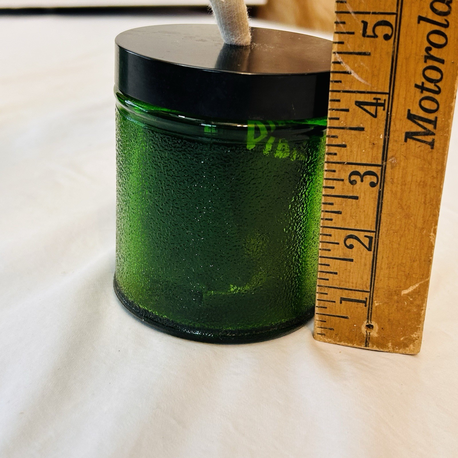 VTG Vibroflex Dental Gauze Dispenser Glass Apothecary Jar Emerald Green Textured
