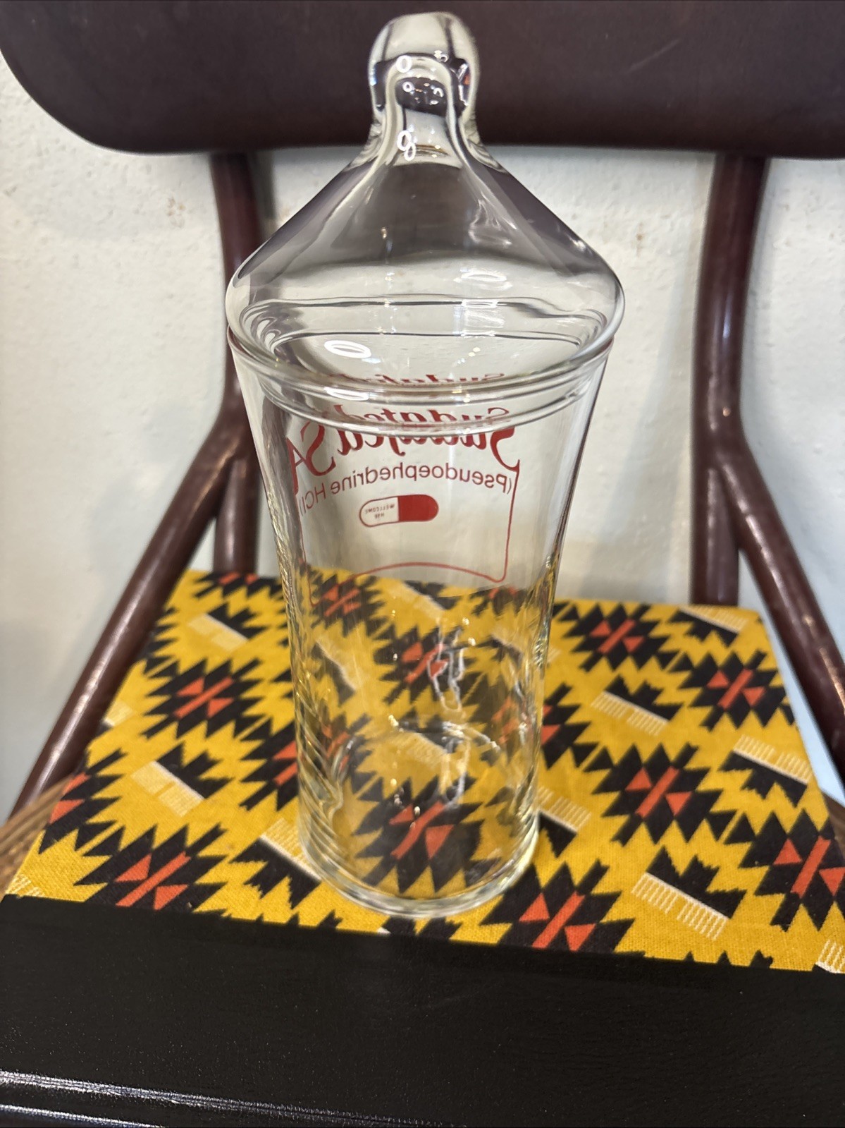 VTG Sudafed SA Glass Apothecary Jar Rare Drug Rep Promo Prop Pharmacist Display