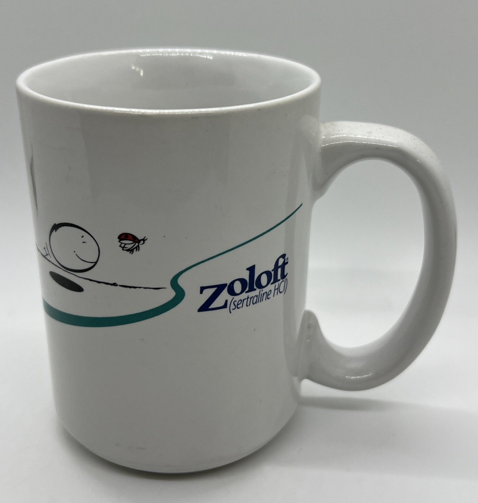 Pfizer Zoloft Coffee Mug Cup White Blue Pharmaceutical Promo Rep Advertising