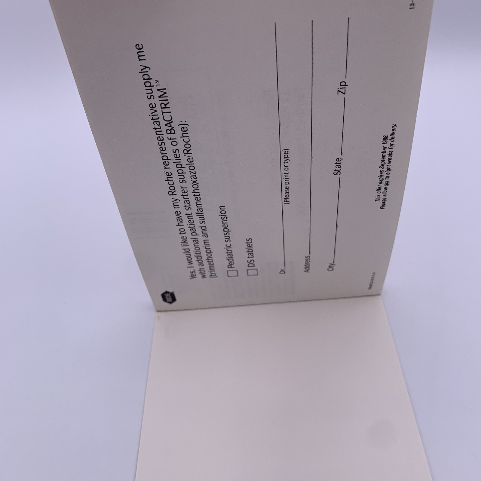 Bactrim Pediatric Roche Note Pads Pharmaceutical Drug Rep Promo Vtg 1988 Cherry