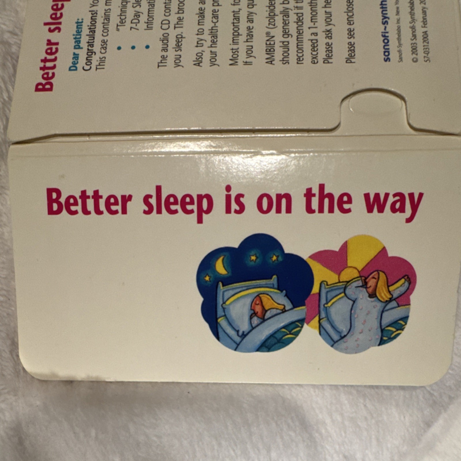 Sanofi-Synthelabo Ambien Techniques CD 2003 Pharmaceutical Collectible Brochure