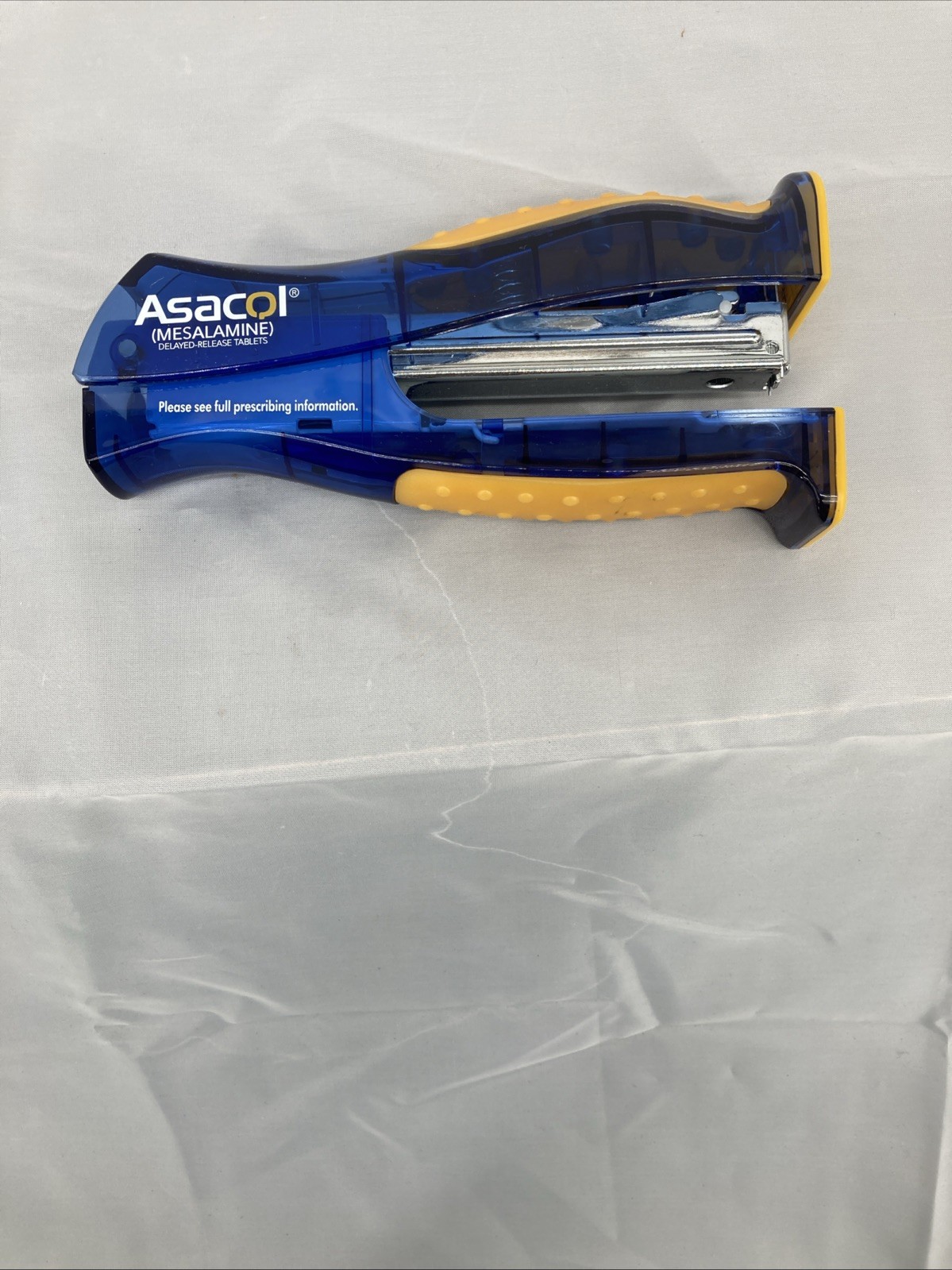 Asacol Stapler Blue Yellow Drug Rep Pharmaceutical Promo Advertising 6”