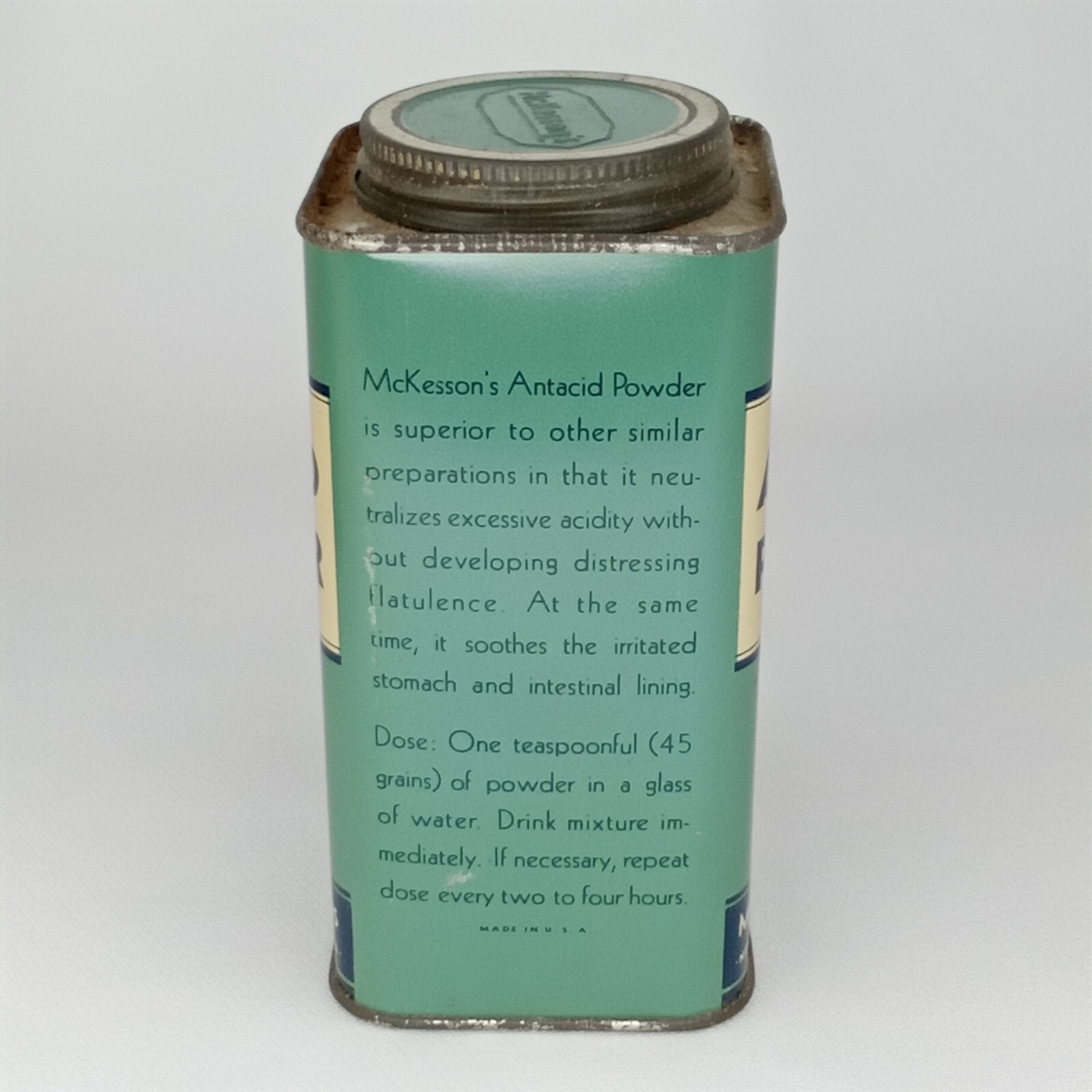 Vintage 1950s McKesson’s Antacid Powder Advertising Tin With Original Box