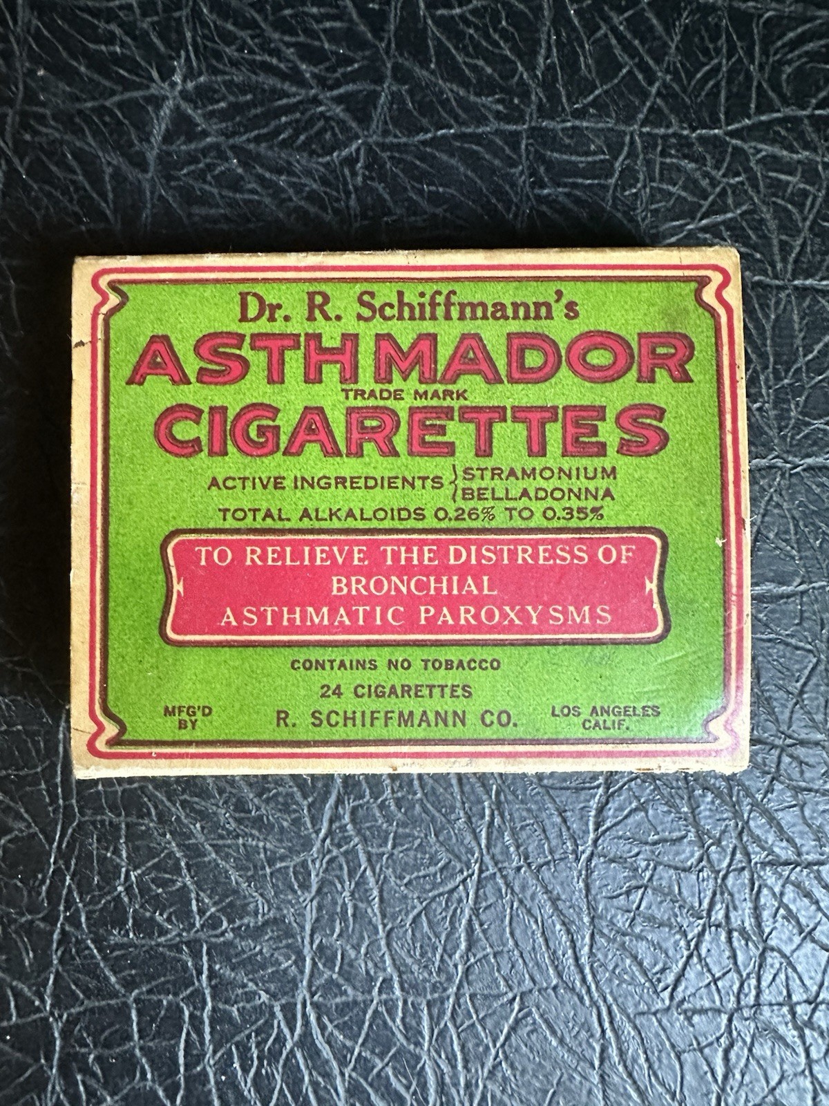 Dr. R. Schiffmann’s Asthmador Medicinal Cigarettes Box Vintage 1930s/1940s
