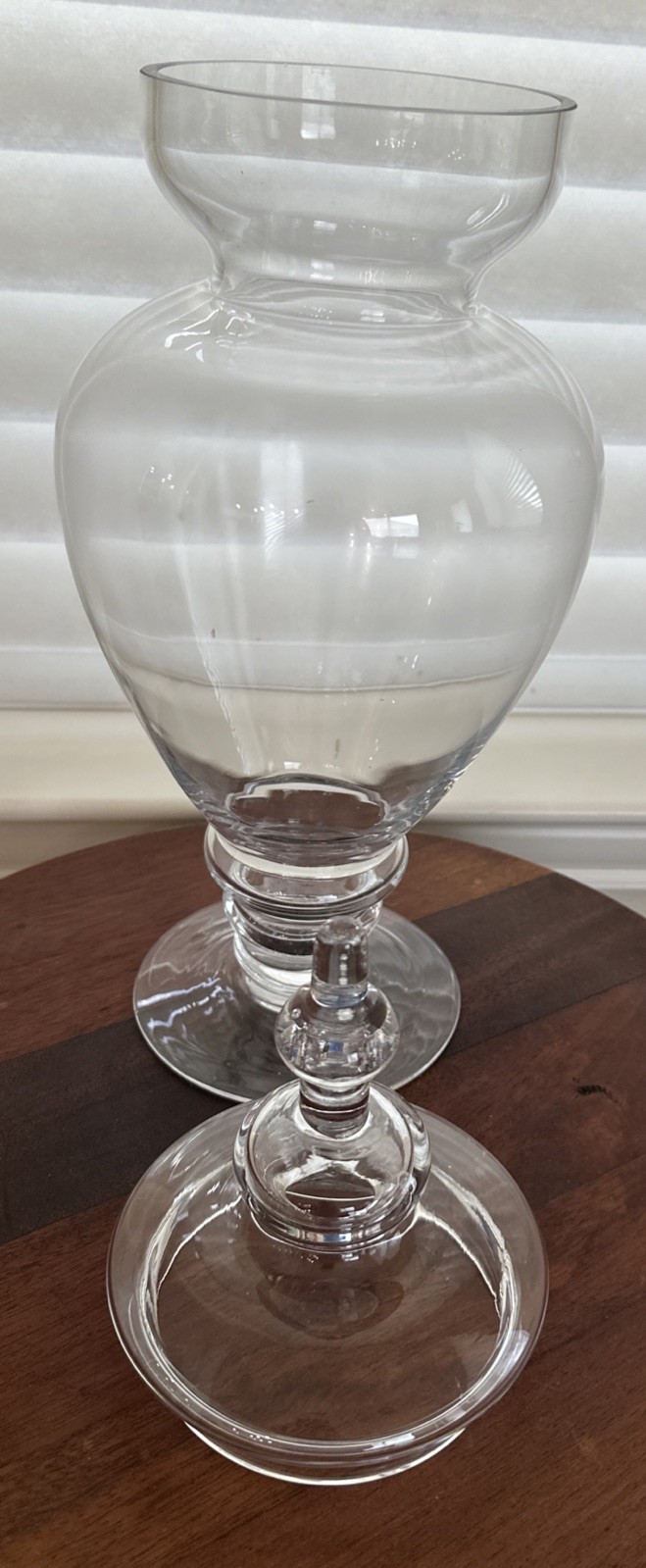 Vintage Ribbed & Footed Glass Chemist Carboy / Apothecary Display Jar