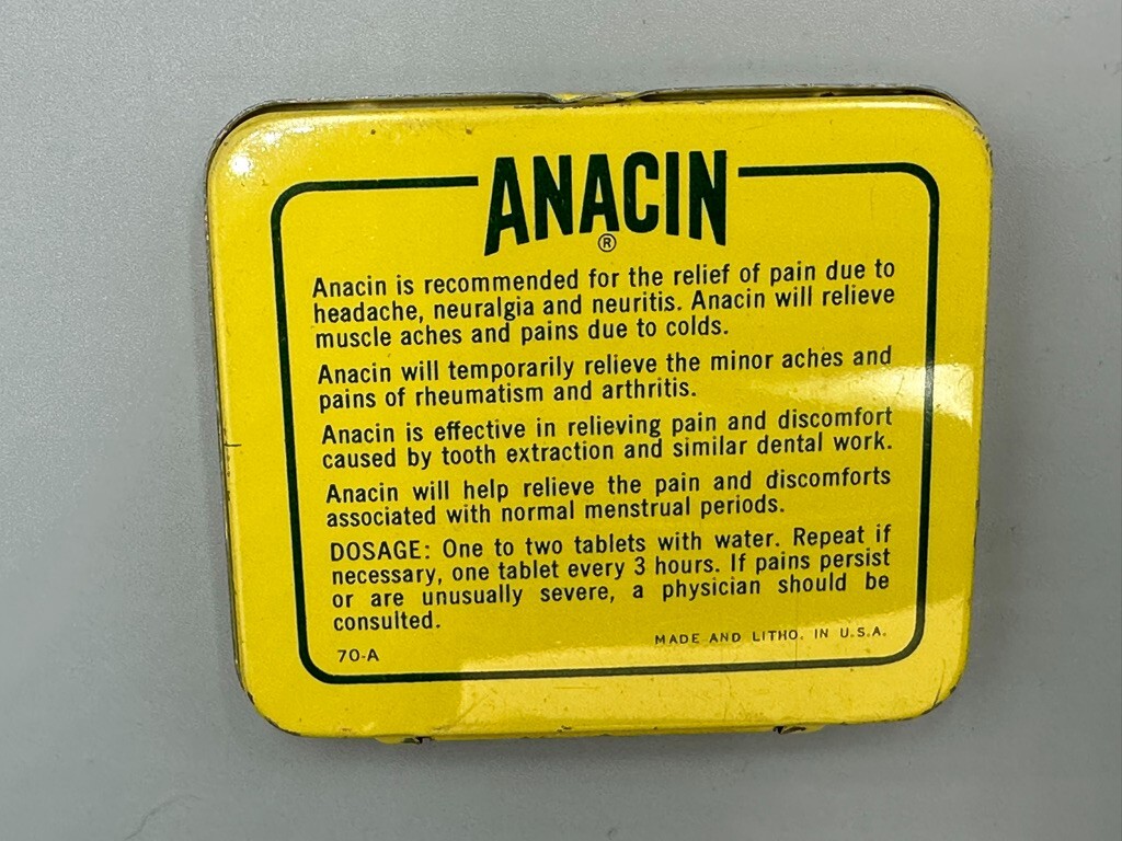 Vintage Anacin & Certified ASPIRIN Medical Drug Advertising TINS