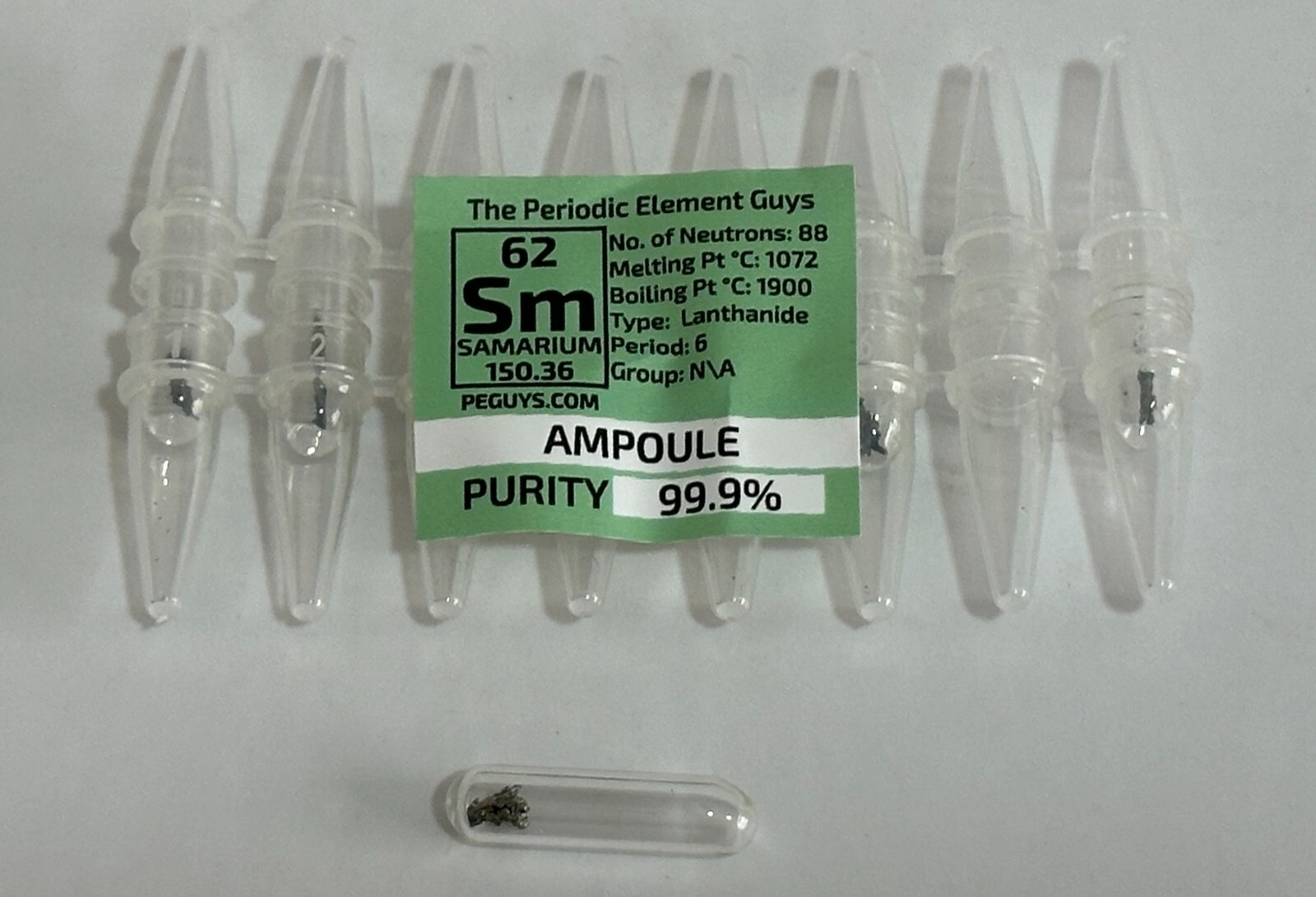 8 x Samarium Metal 99.9% un-oxidized Argon Ampoules WHOLESALE Periodic Elements