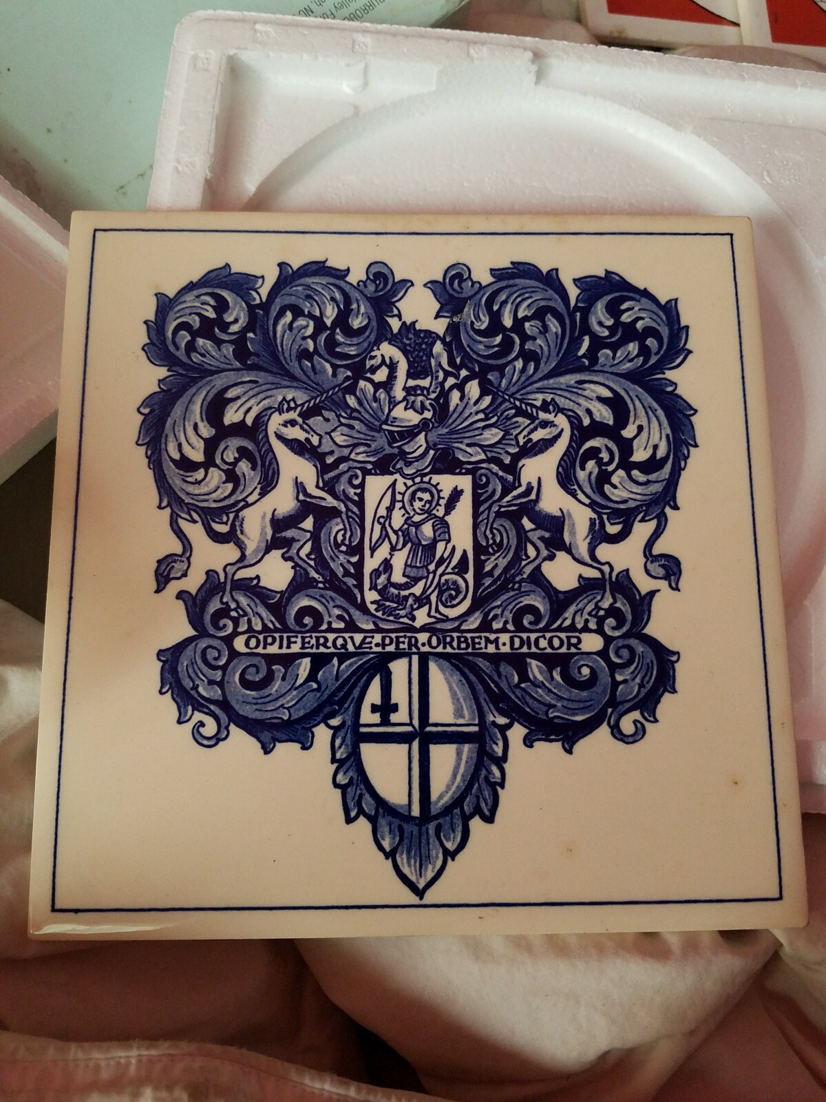 BURROUGHS WELLCOME Pharmacy Pill Tile Handmade DELFT Apothecary #14