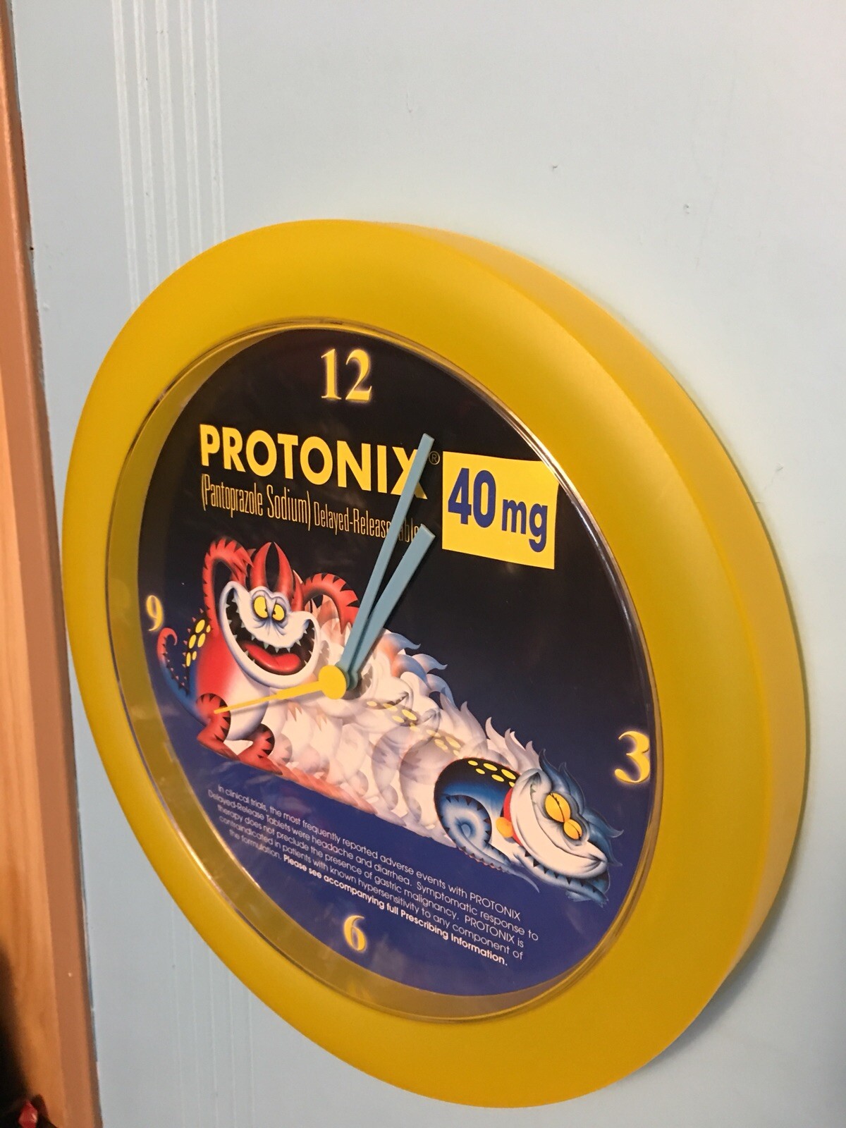 Protonix Wall Clock Pharmaceutical Collectible Drug Rep Janssen Ortho Mcneil