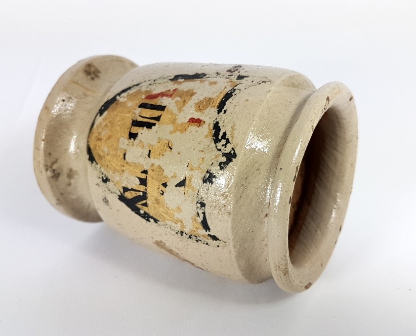 5 Rare Pharmacy Vessels / Cups, Ceramic, Southern Germany, About 1850 AL479