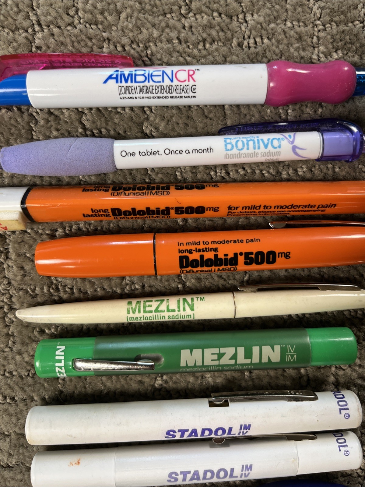 Drug Rep Pharmaceutical Advertising Pens Light Lot Of 13 Dolobid Ambien Claforan