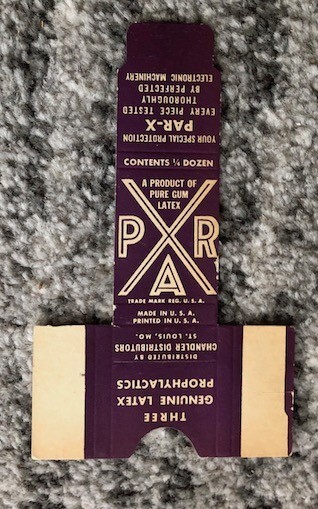 Vintage Condom Box Envelope Original Par X Prophylactics 1960s NOS Rubbers RX