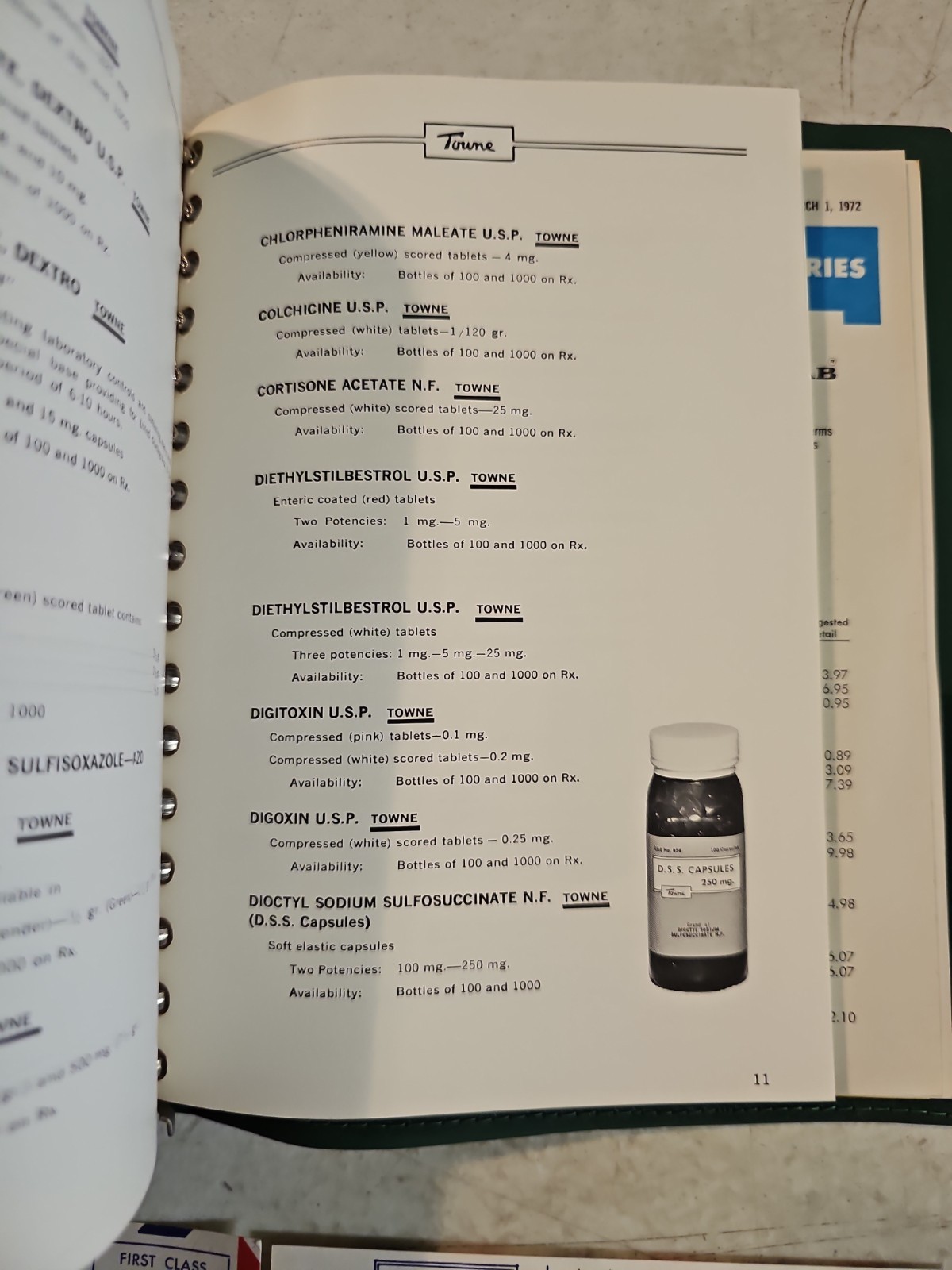 Vintage 1972 Towne Paulsen & Co Pharmaceutical Catalog And Price Lists