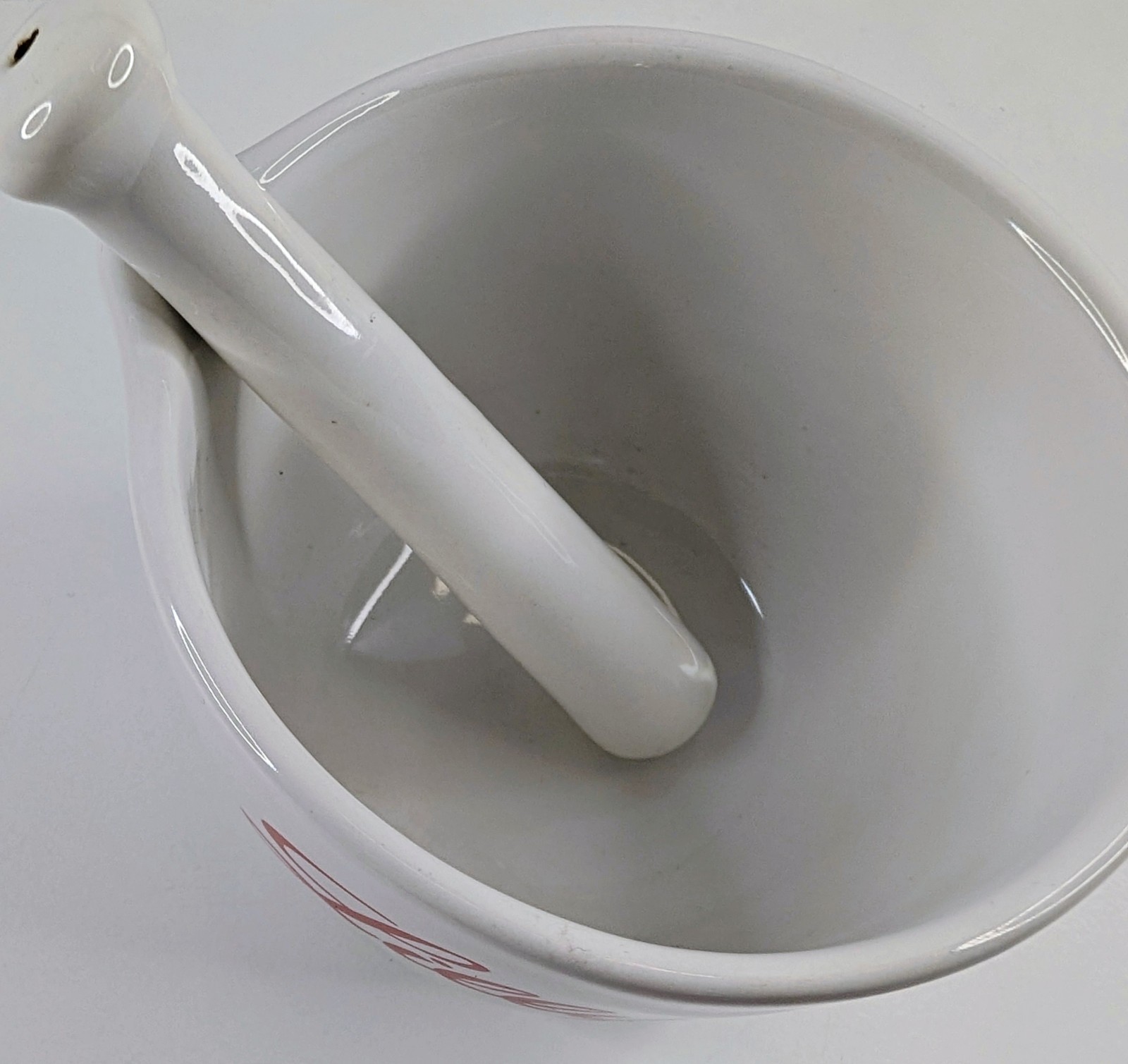 Eli Lilly Ceramic Mortar and Pestle Set Pharmacy Promo Made In USA Collectable