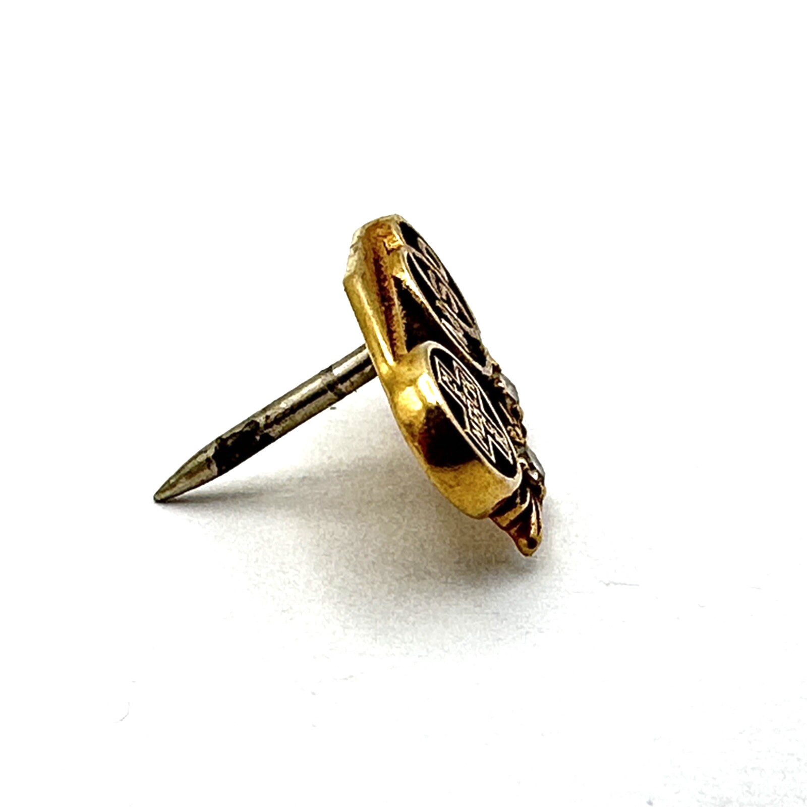 MERCK MSD lapel pin or tie tack – 14K yellow gold w/ 2 diamonds OC Tanner pharma