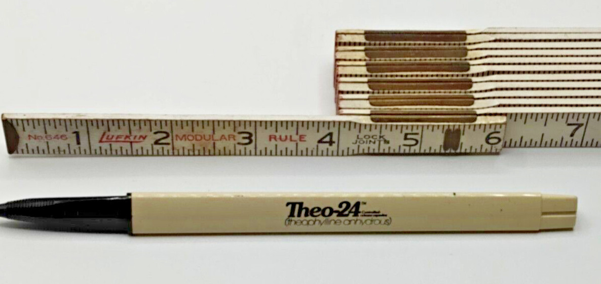 THEO-24 THEOPHYLLINE ANHYDROUS Pharmaceutical Drug Rep Pen Vintage Retro Rare