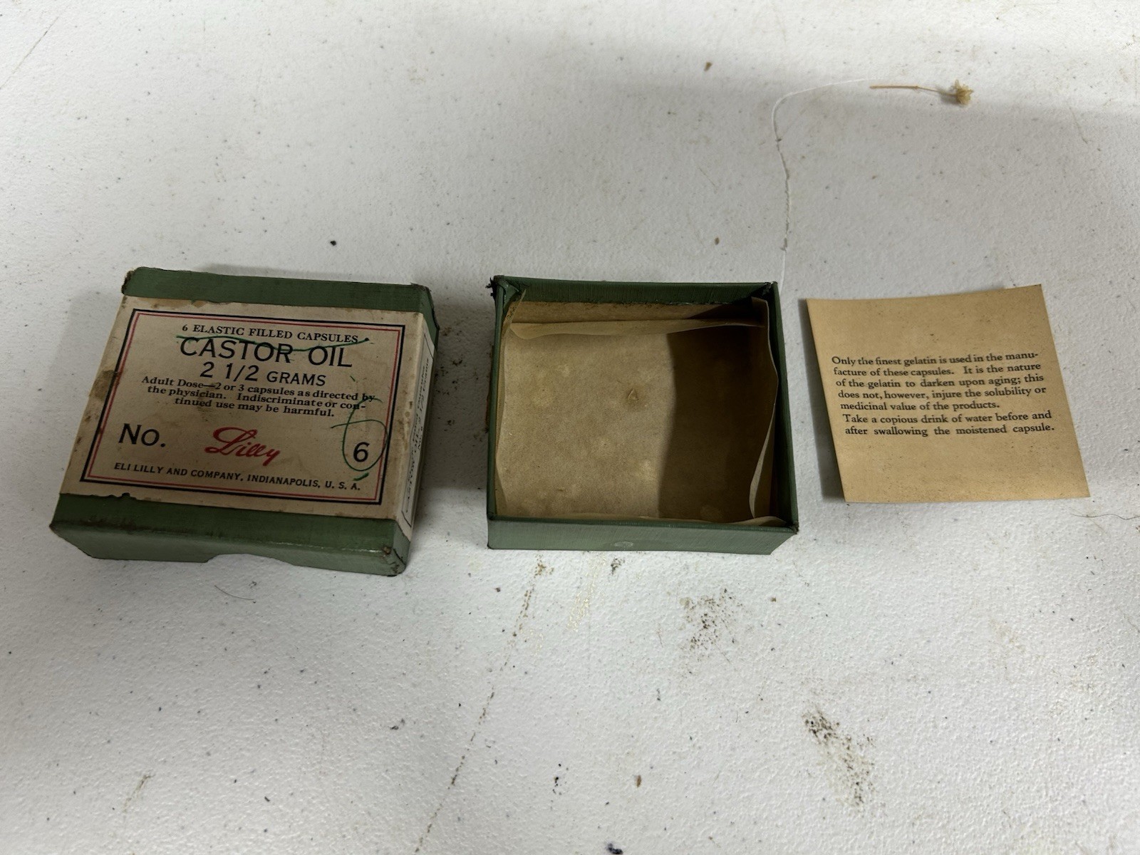 Vintage Eli Lilly Castor Oil Box Rare Pharmaceutical
