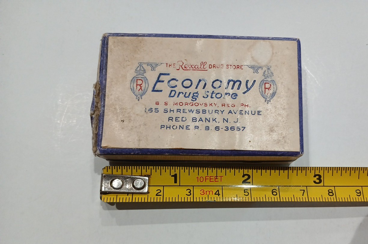 RARE Vintage Drug Store Prescription Medicine Box Rexall Economy Red Bank NJ