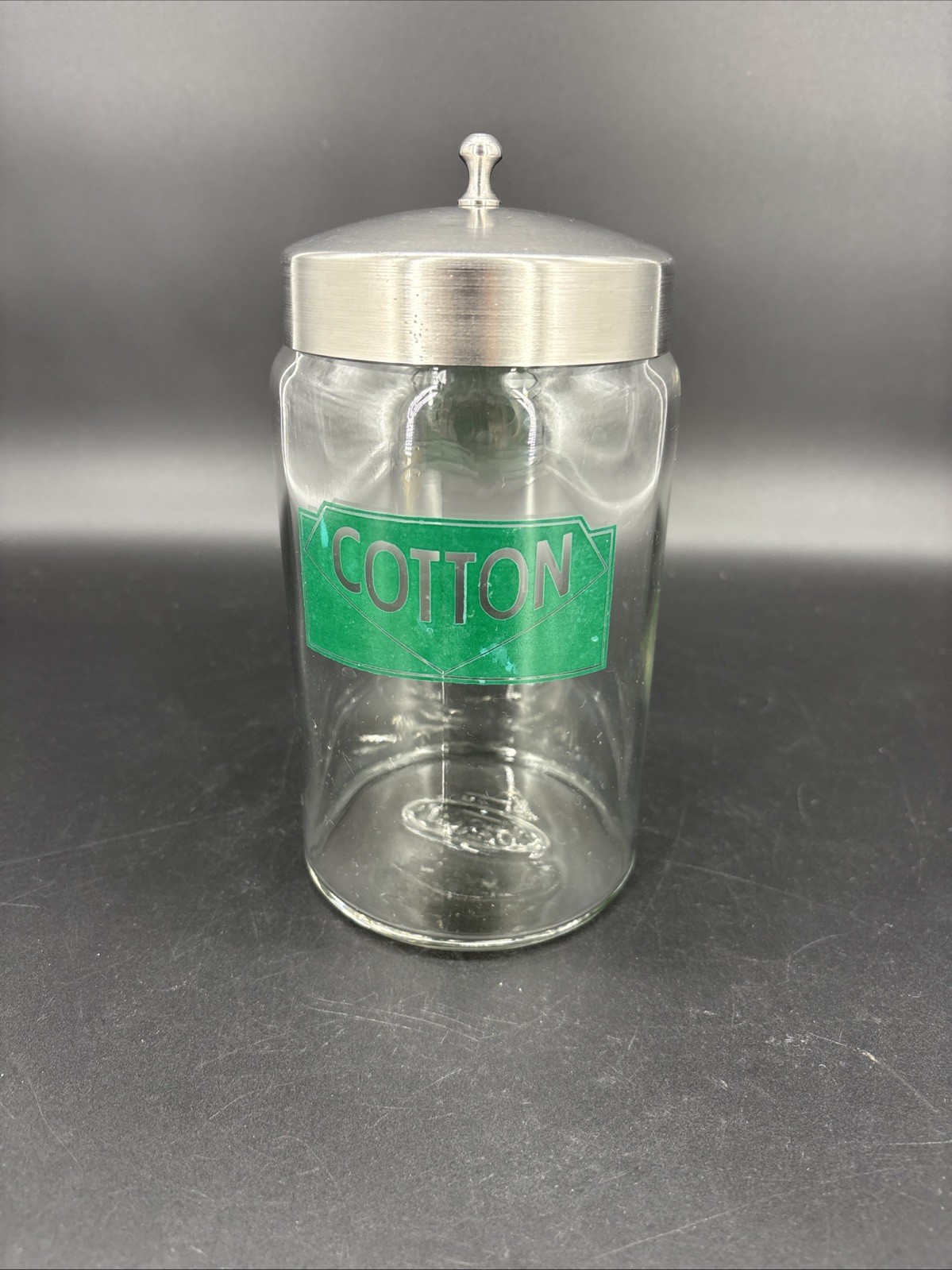 Vintage Profex Medical Office Apothecary Jar With Lid Art Deco Cotton Green
