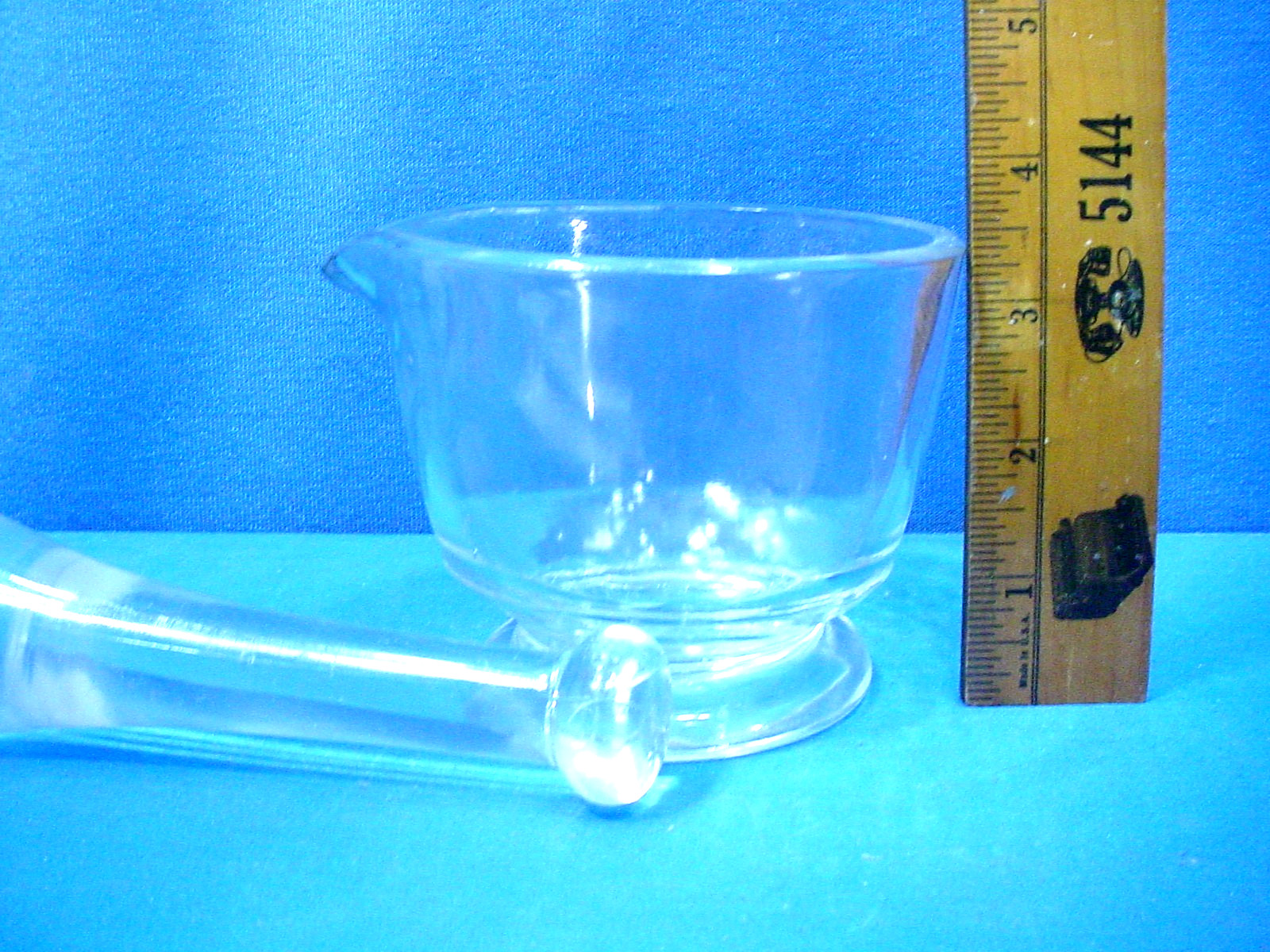 Antique John Maris 8 Oz Glass Mortar & Pestle Immaculate.