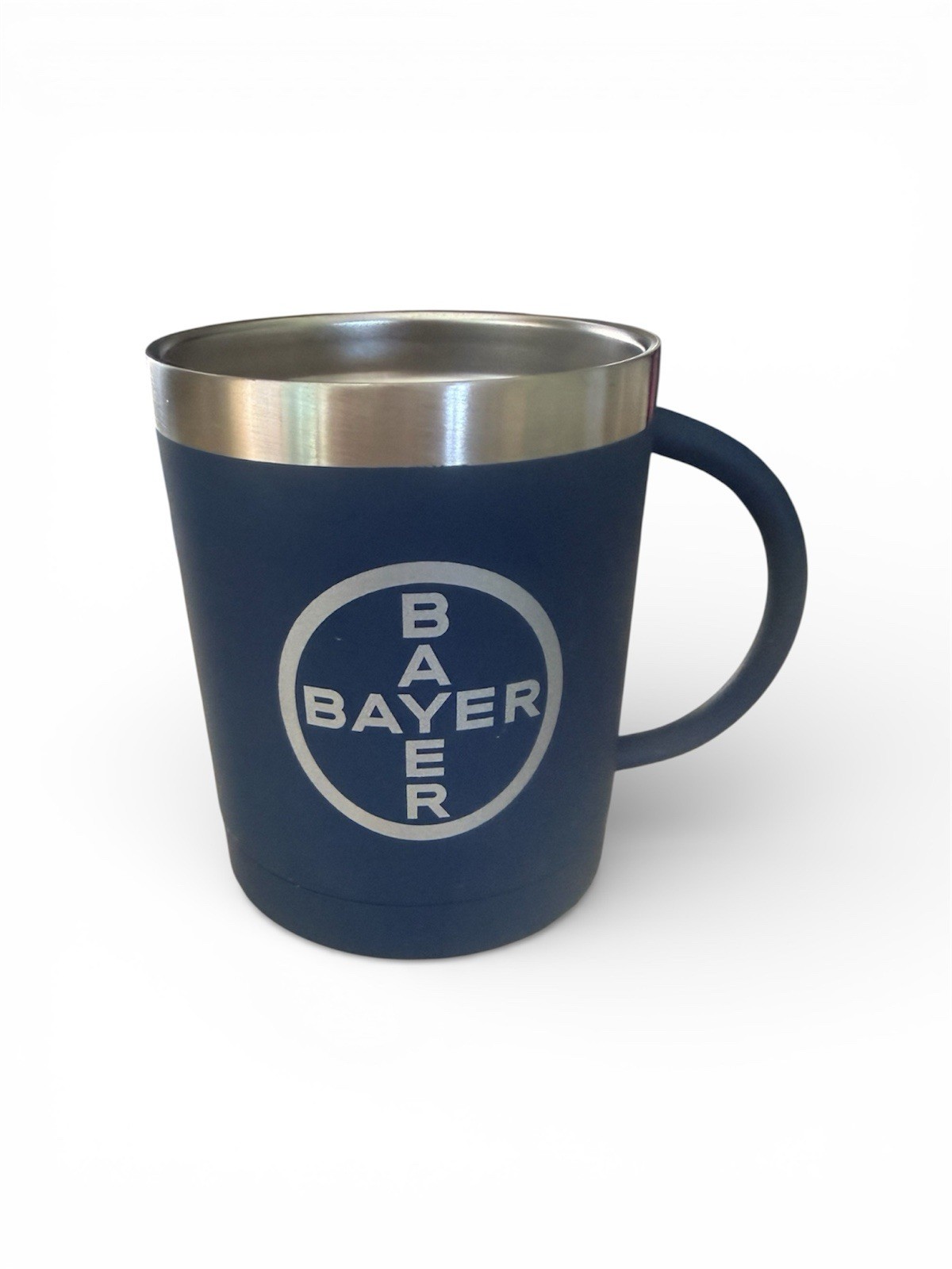 Bayer Medical Coffee Mug Navy Blue Insulated Pharmaceutical Doctor Rx Stainless