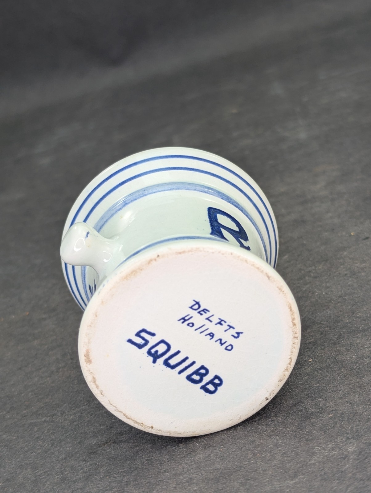 Delfts Squibb Mini Blue White Porcelain Pestle RX Pharmacist Apothecary Vtg