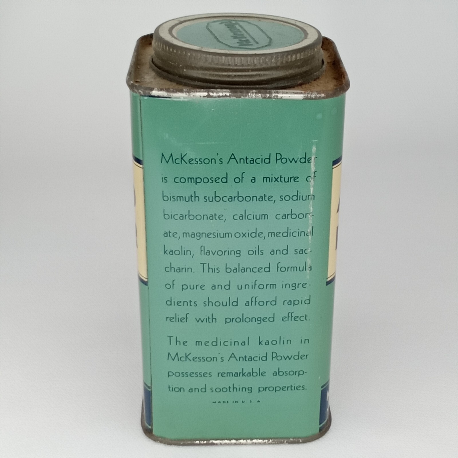 Vintage 1950s McKesson’s Antacid Powder Advertising Tin With Original Box