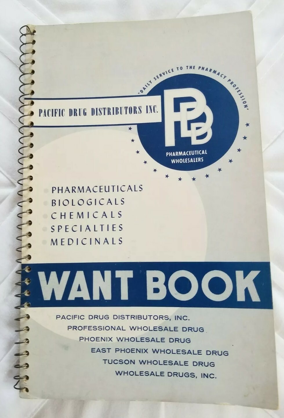 Pacific Drug Distributors Pharmacy Medical Want Book Spiral Notepad Vintage