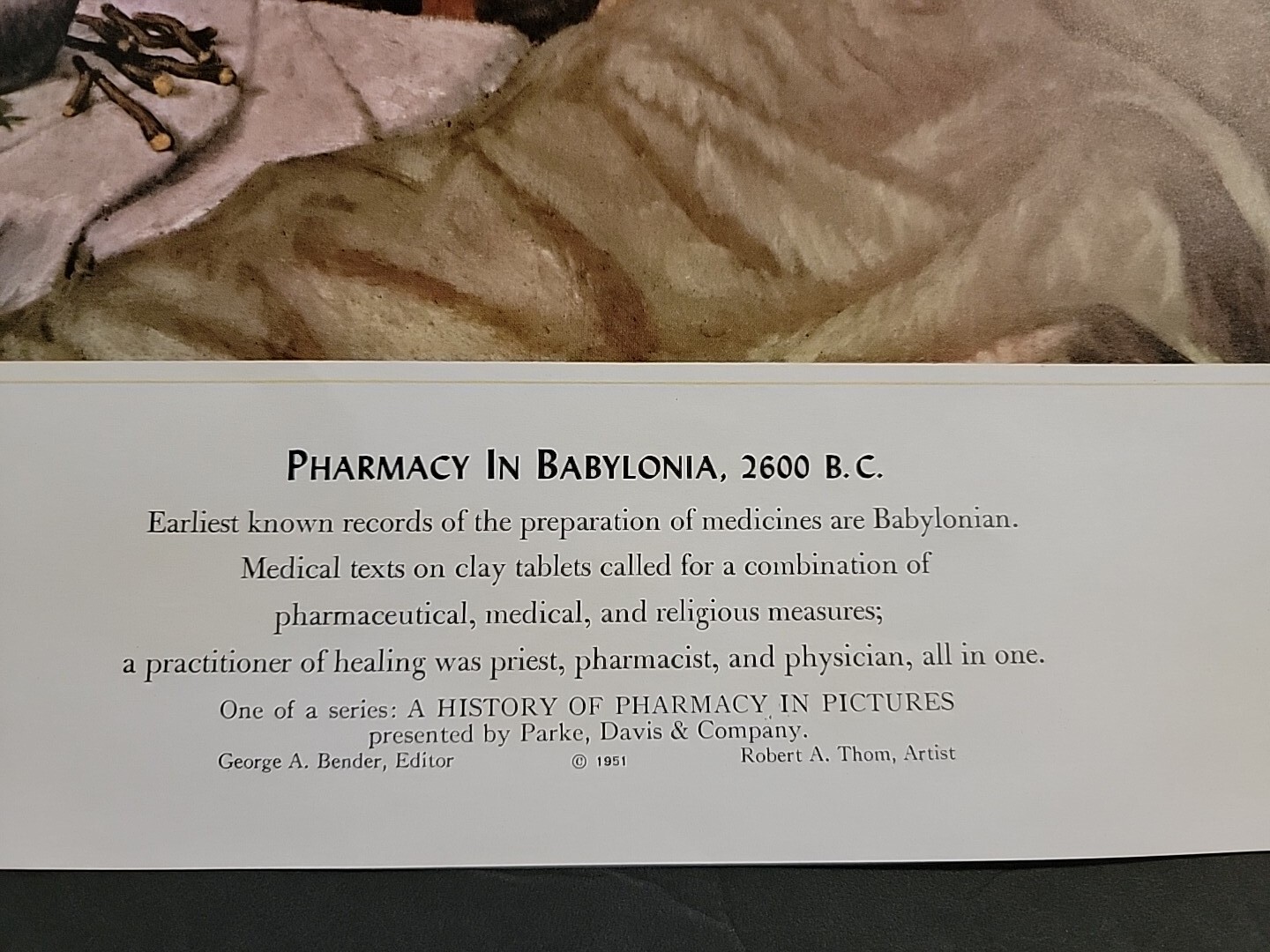 A HISTORY OF PHARMACY IN PICTURES 1954 PRINT# 2 UNFRAMED PARKE DAVIS 22″×18″…