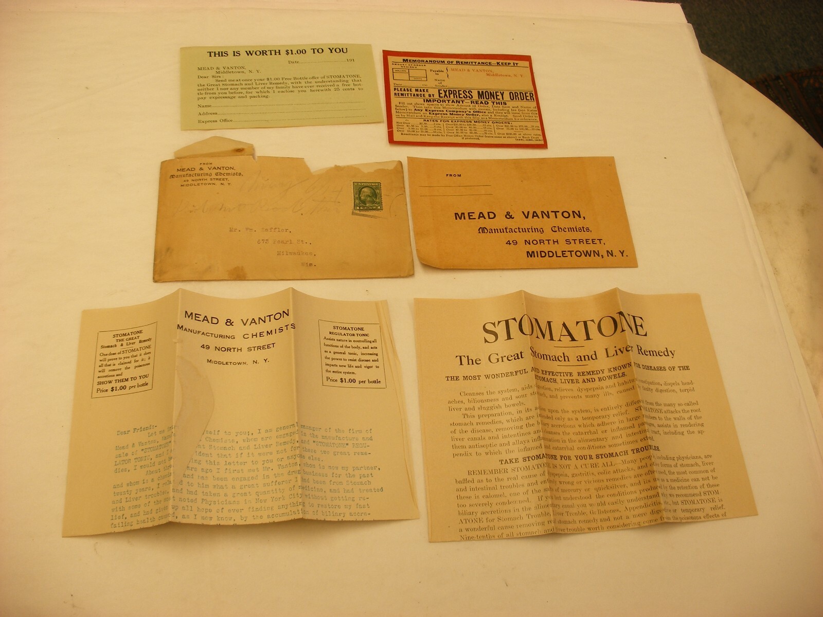 Vtg Medical & Pharmacy Quack Cure – Mead & Vanton Middletown NY