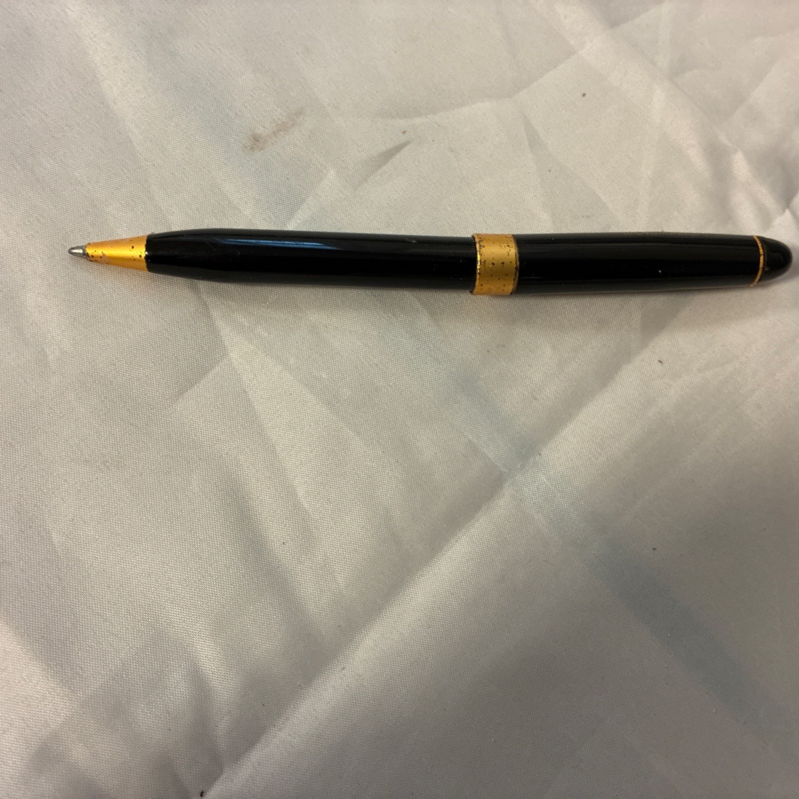 Trovan Vintage Pharmaceutical Drug Rep Heavy Pen Black & Gold Tone WORKS! Used