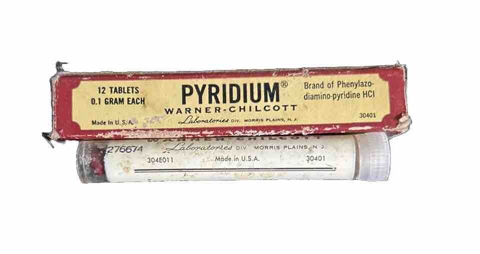 PYRIDIUM, ANTIQUE VIAL WITH PILL CONTENTS- Warner- Chilcott – 12 TABLETS- RARE