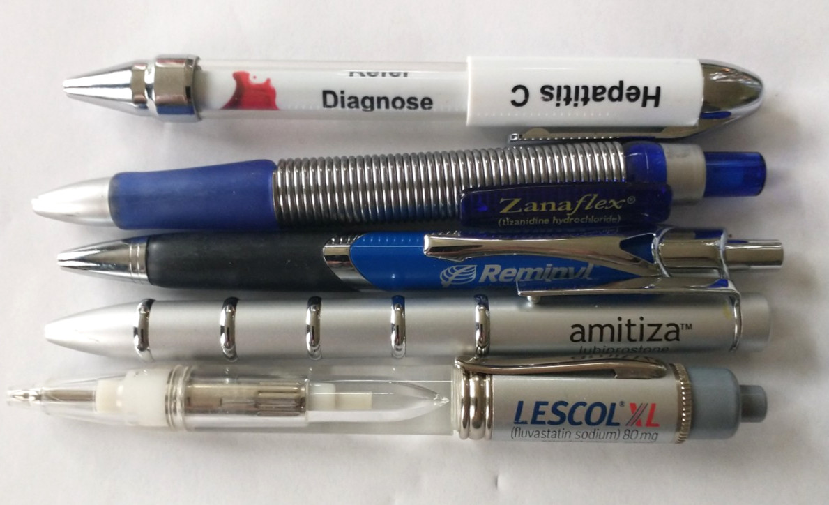 Lot 5 Pharmaceutical Drug Rep Pens Medical Pharmacy Collectibles Heavy Metal