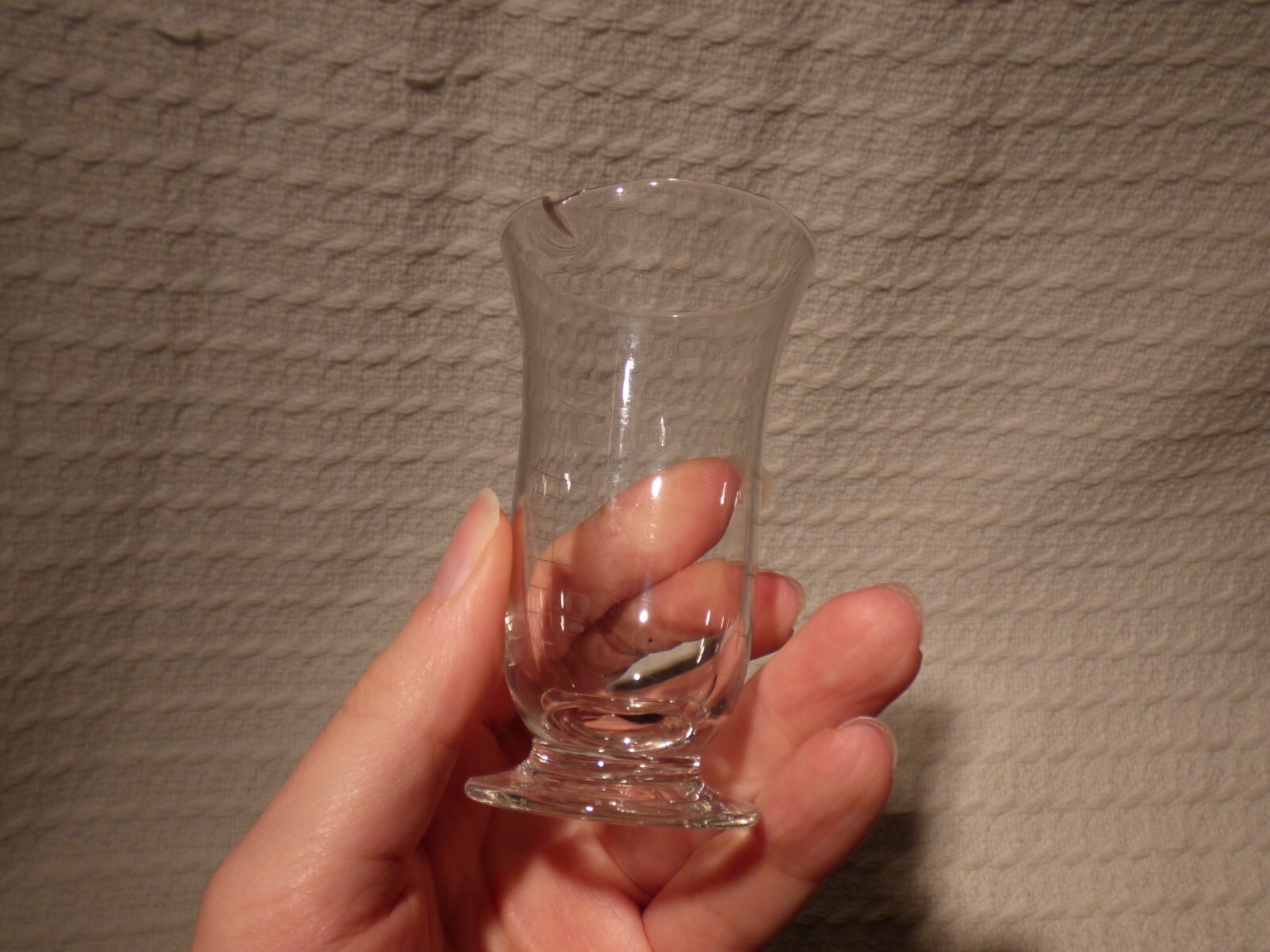 Antique Engraved Glass Medical / Scientific Measuring Jug Flask