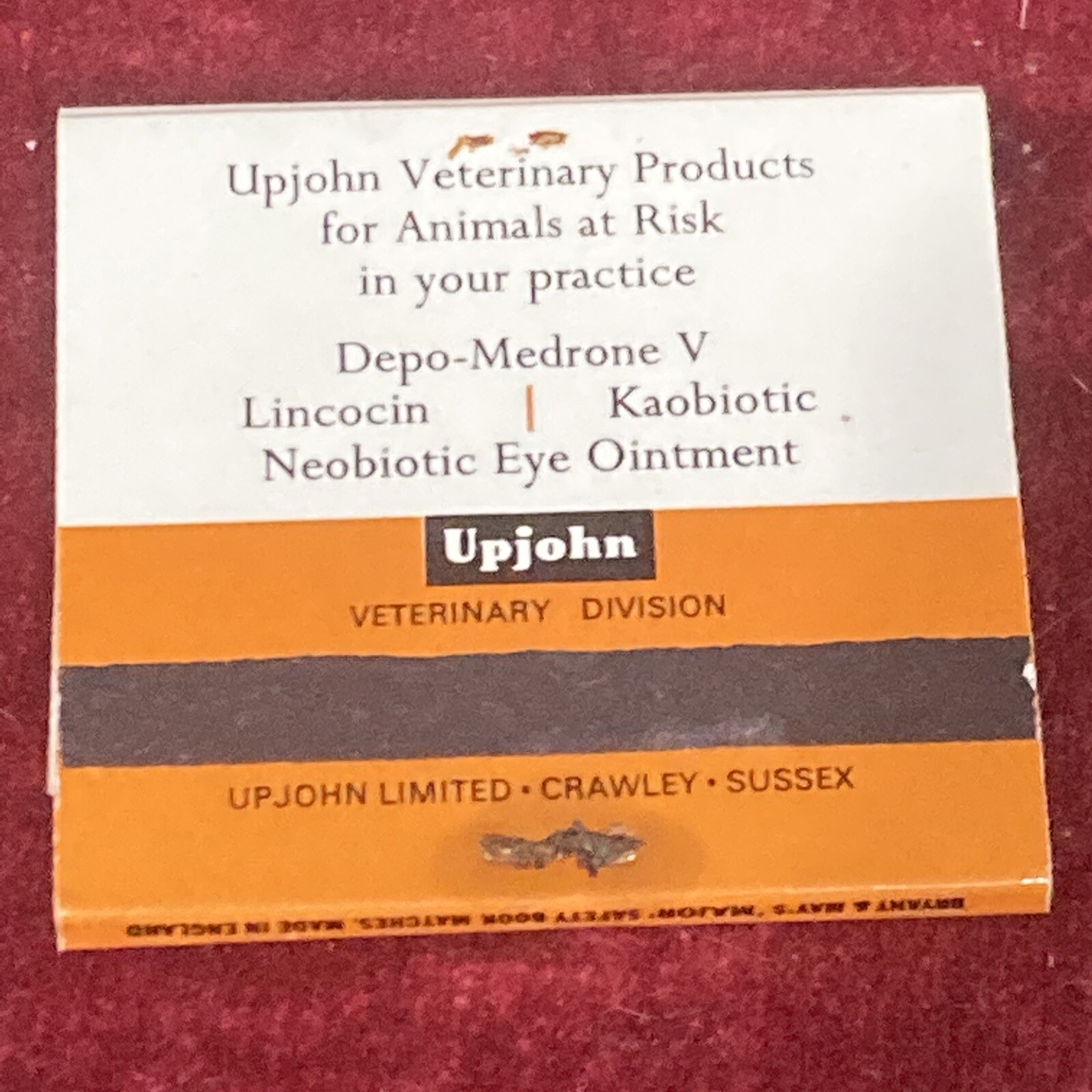 Upjohn Company: Century of Caring 1986, Upjohn Matches, Lapel pin, 1945 Unicap