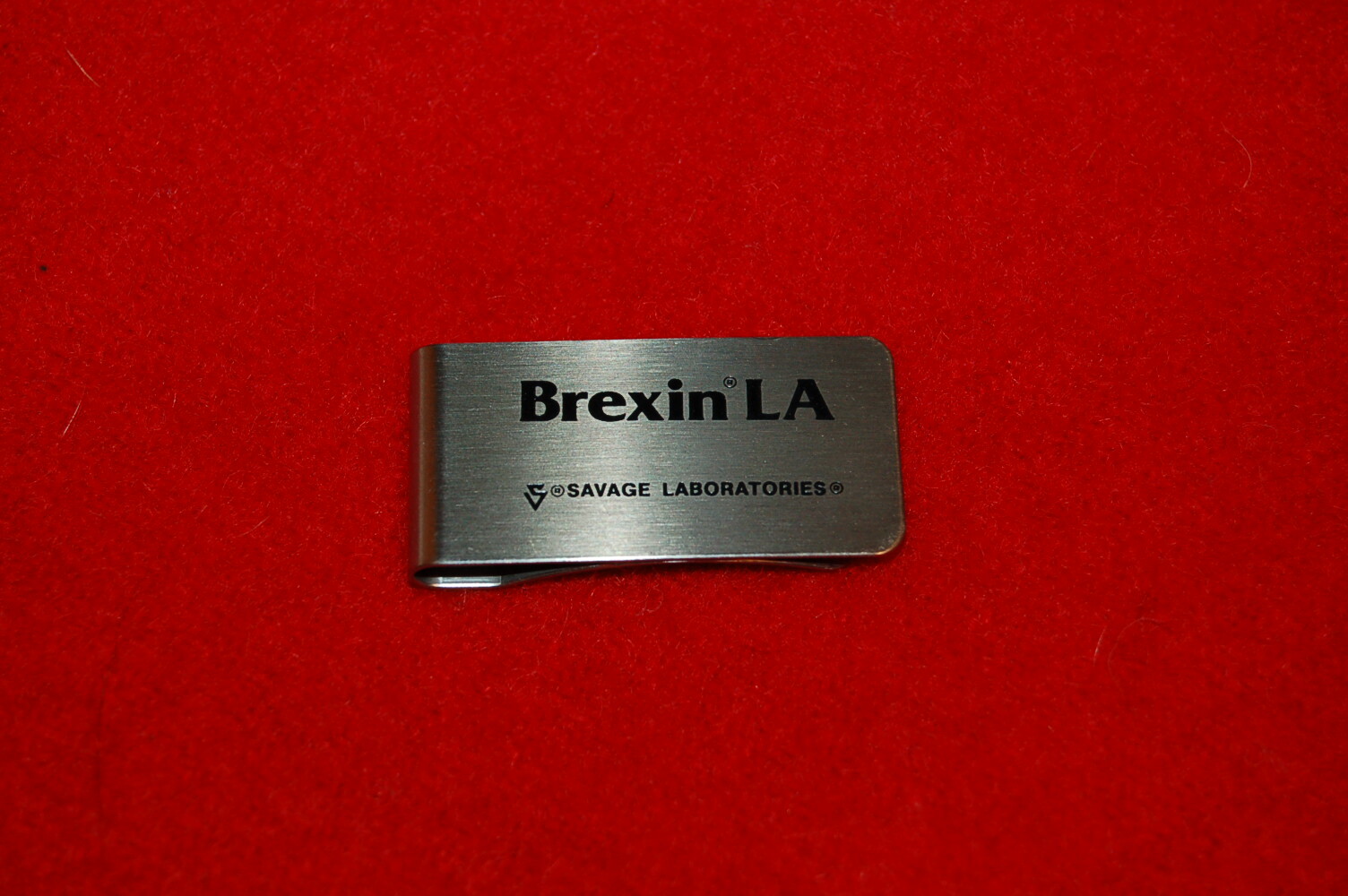 BREXIN LA DRUG REP MONEY CLIP SILVER TONED SAVAGE LABORATORIES