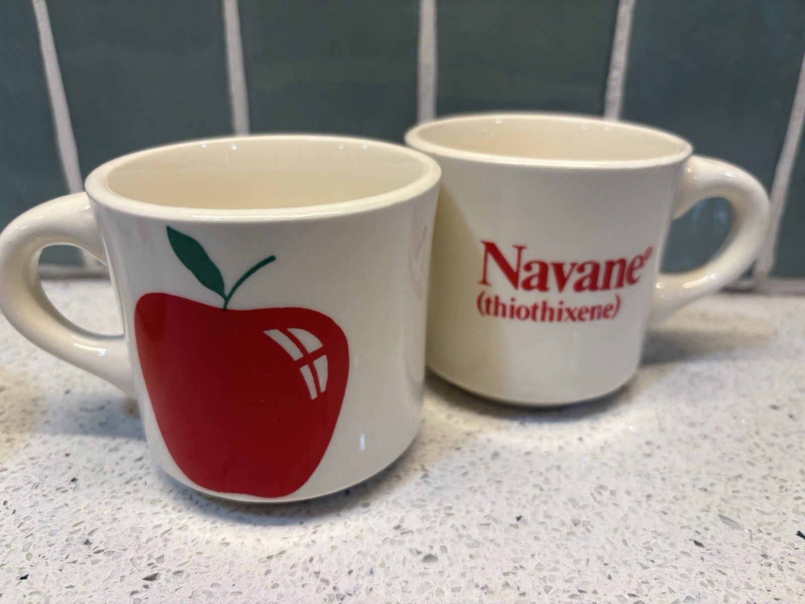 Navane Pharmaceutical Promo Coffee Mugs Apple Lot of 5 Drug Rep