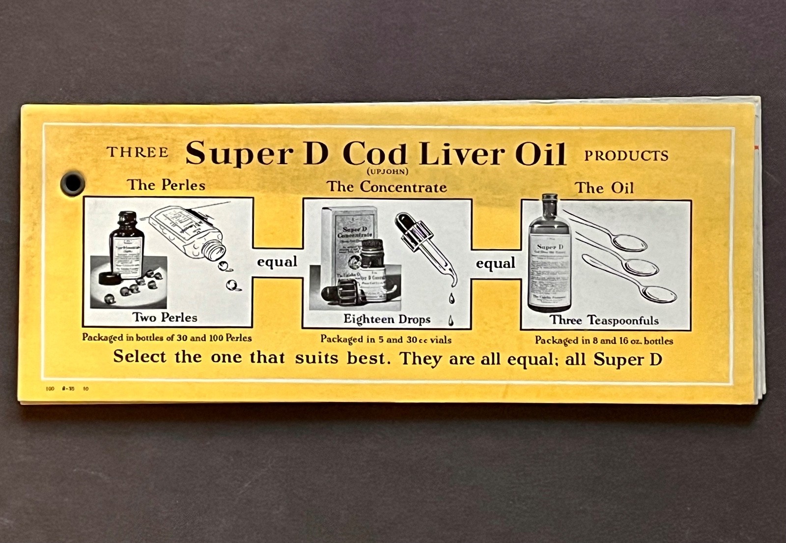1935 UPJOHN SUPER D COD LIVER OIL VITAMINS 4 BLOTTER PHARMACEUTICAL BOOKLET