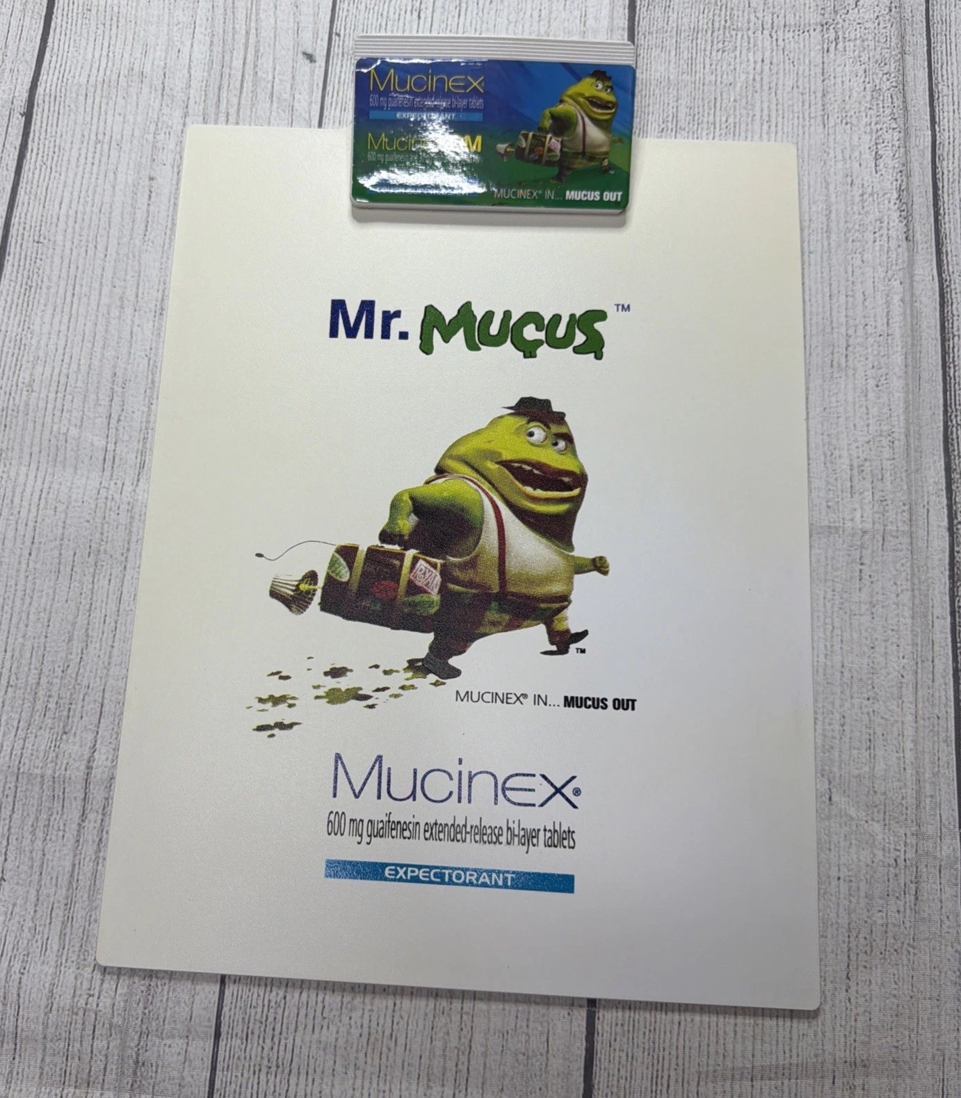 Mucinex Mr. Mucus Promotional Plastic Clipboard Advertising Pharmacy Display