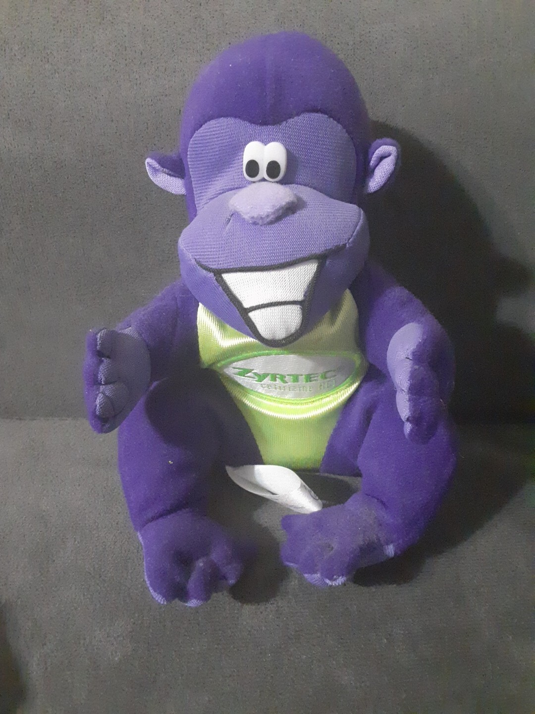ZYRTEC Purple Plush Gorilla Monkey Stuffed Toy Pharmaceutical Advertisement