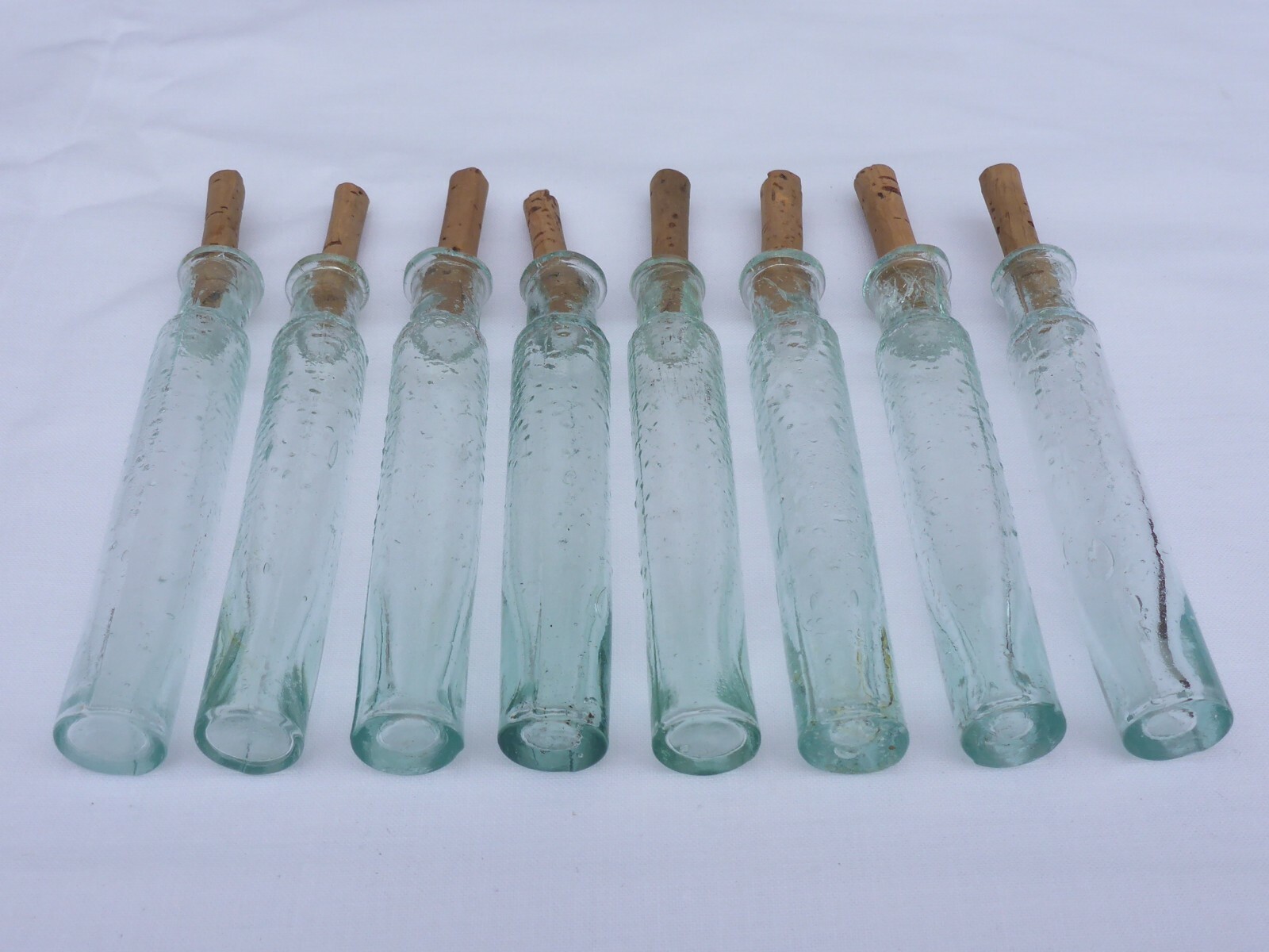 2 X Old Small Medicine Glass Pharmacy Bottle Green Long Approx. 10.0 Cm
