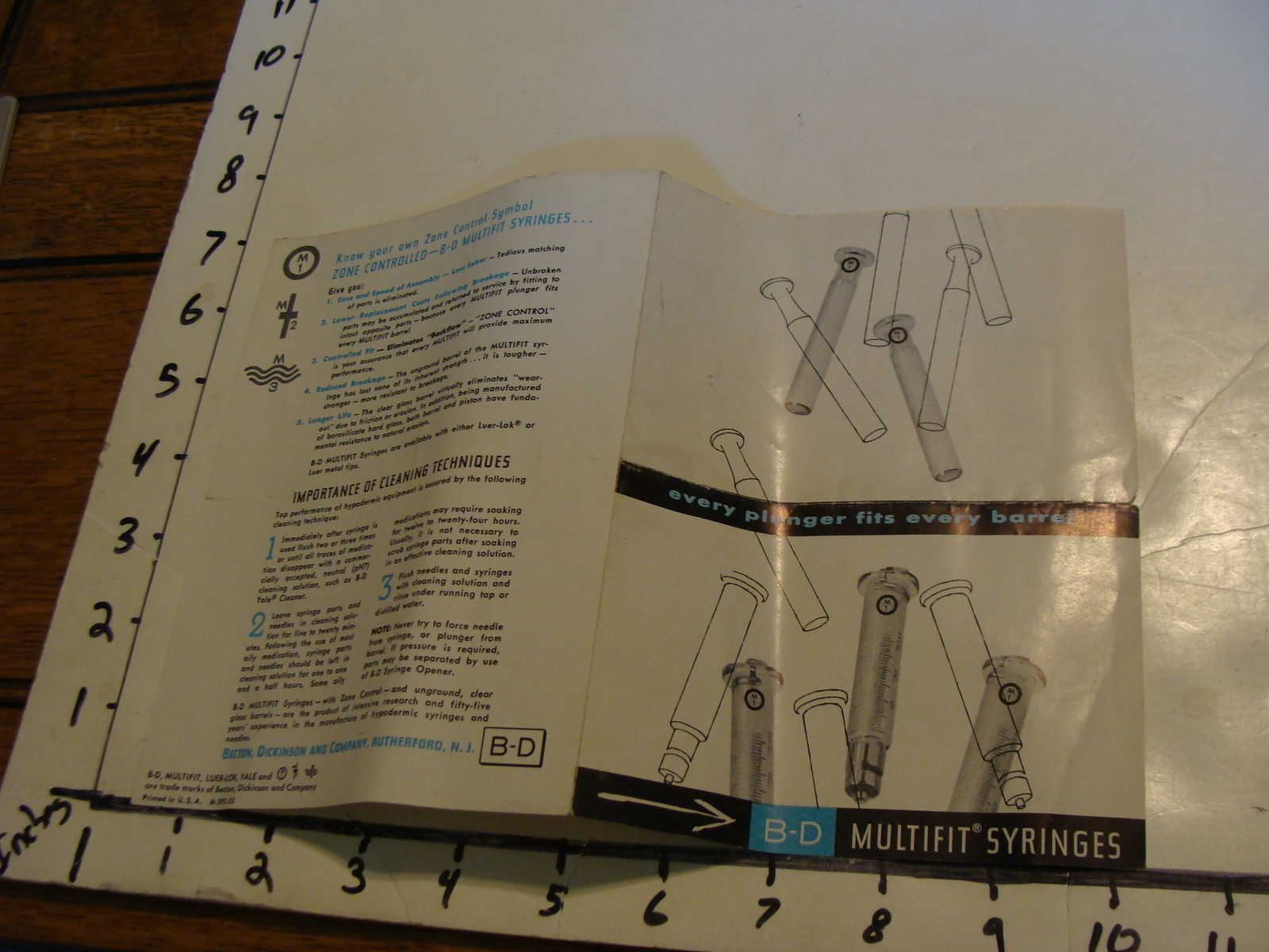 VINTAGE APOTHECARY ITEM: B-D MULTIFIT SYRINGES PAMPHLET