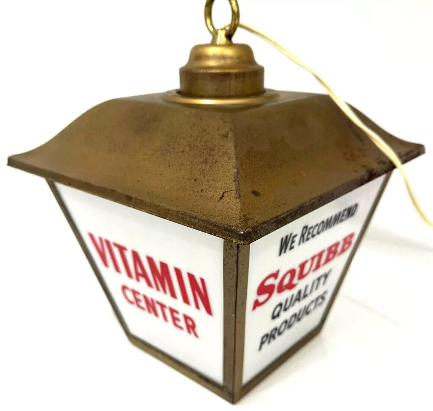 VINTAGE ADVERTISING HANGING LAMP SQUIBB PHARMACEUTICALS APOTHECARY