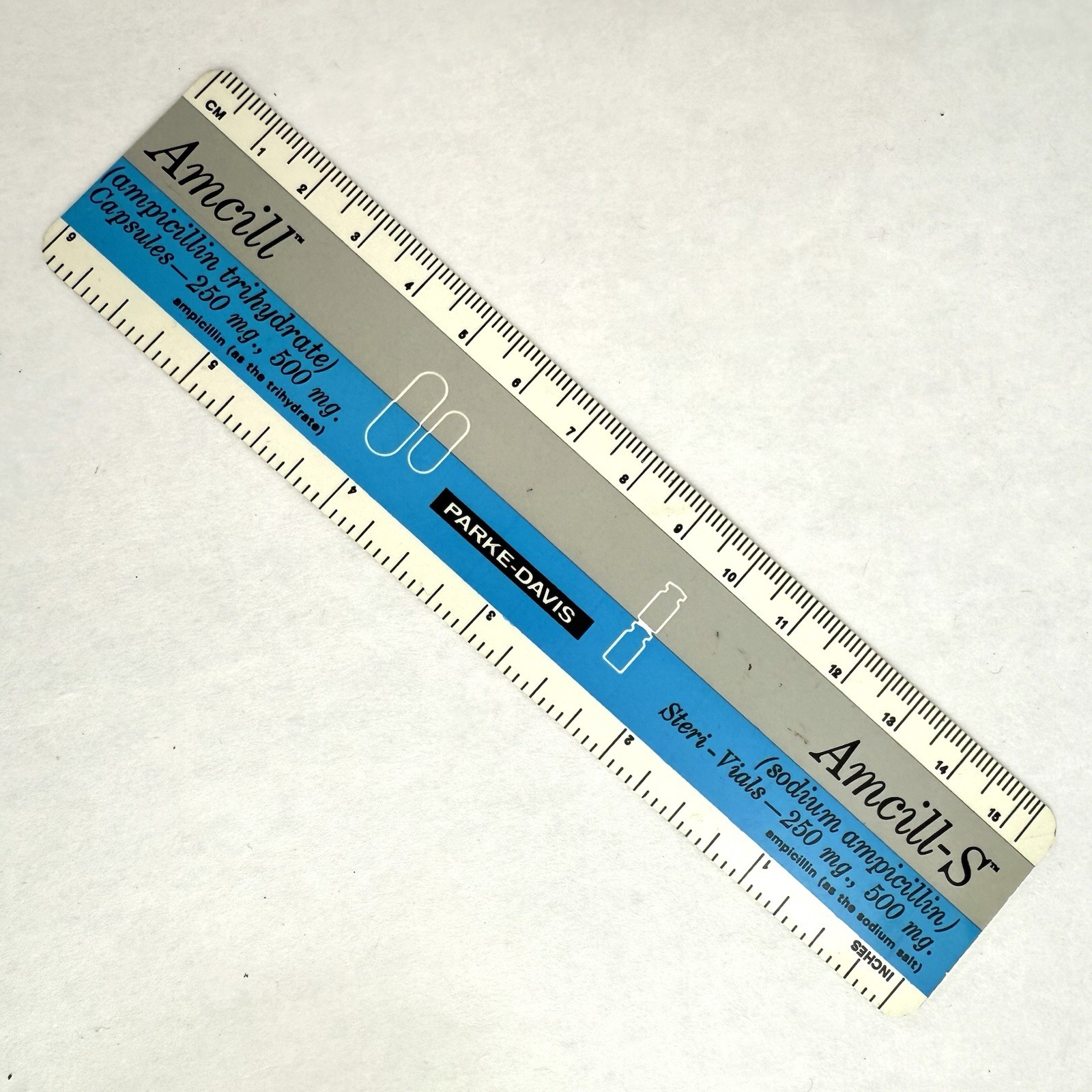 Amcill-s Antibiotic Advertising Ruler Pharmaceutical Rep Parke Davis USA
