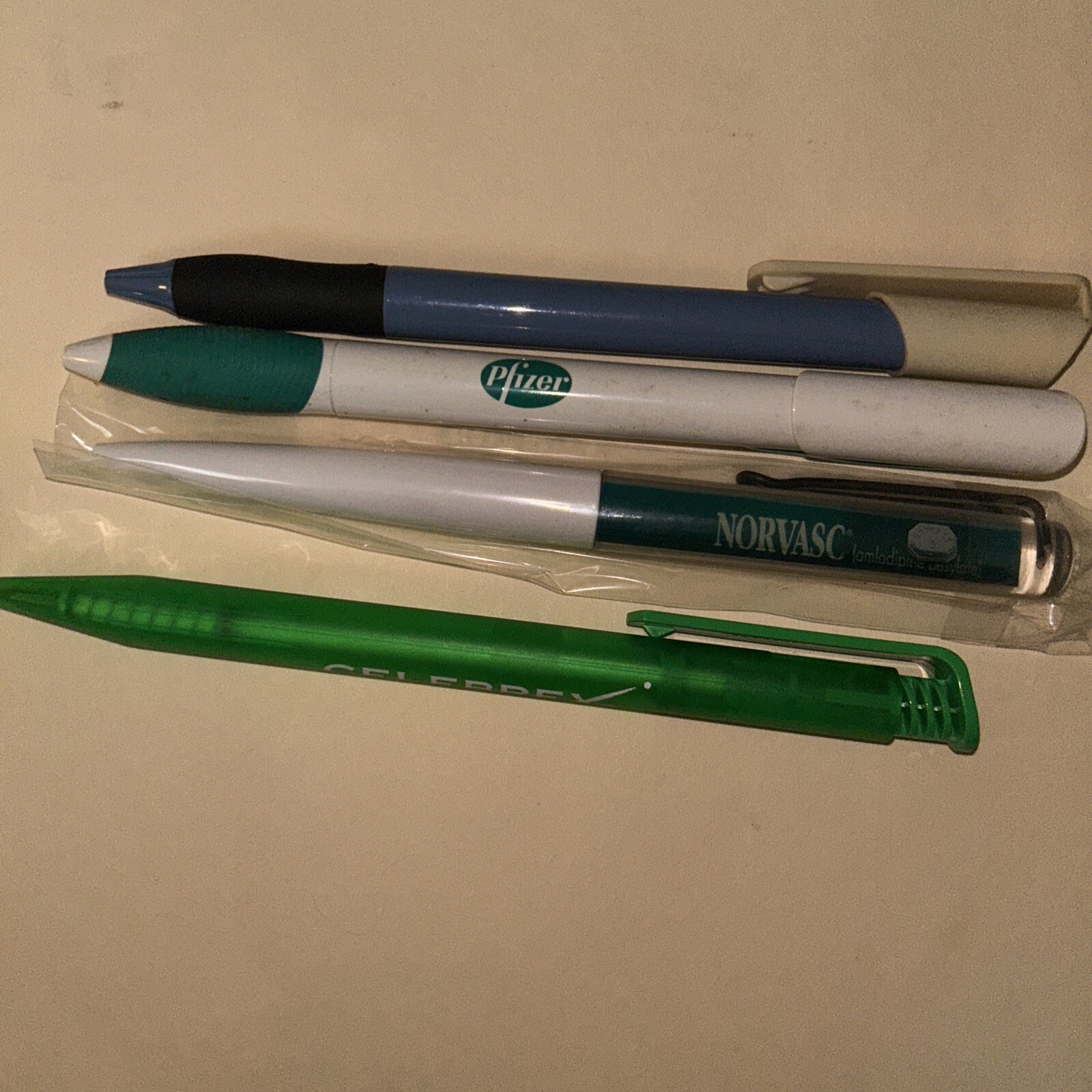 Lot Of 4 Pfizer Viagra Norvasc Celebrex PLASTIC PENS, DRUG REP Pharmaceutical