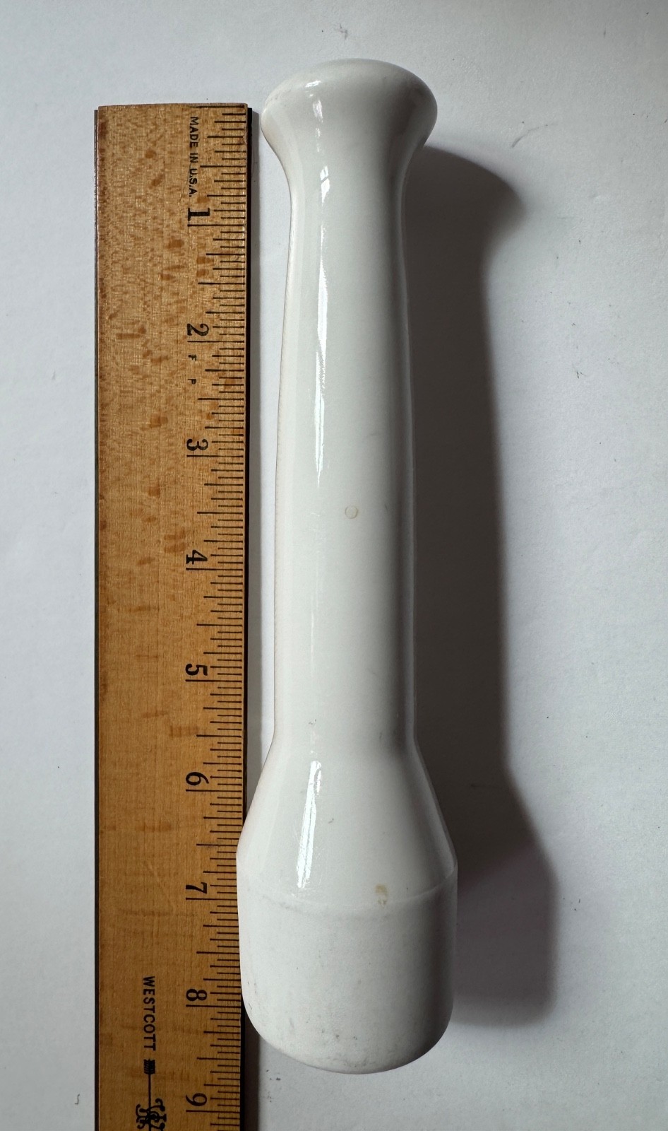 Vintage Mid-Century MCM Lab Heavy White Porcelain Cooper Mortar & Pestle 1950s