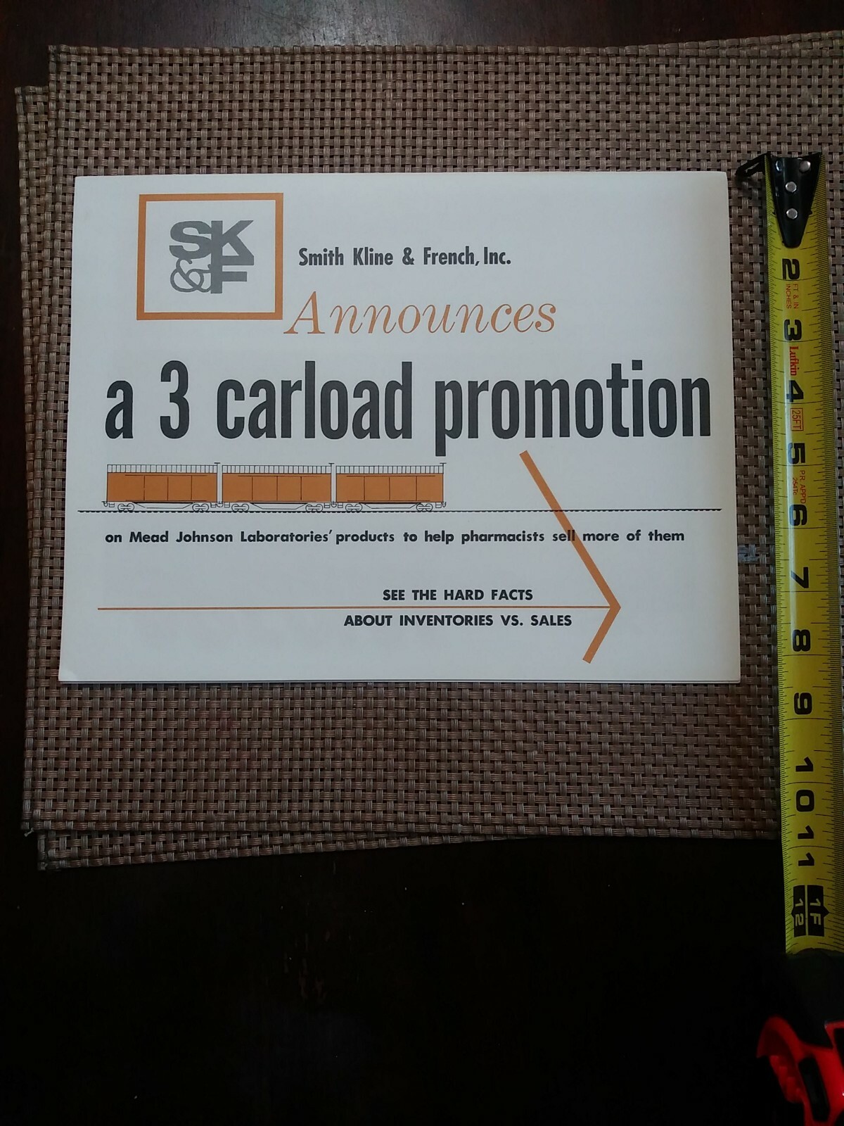 Vtg 1960’s Smith Kline & French Inc Promotional Flyer 3 Carload Promotion